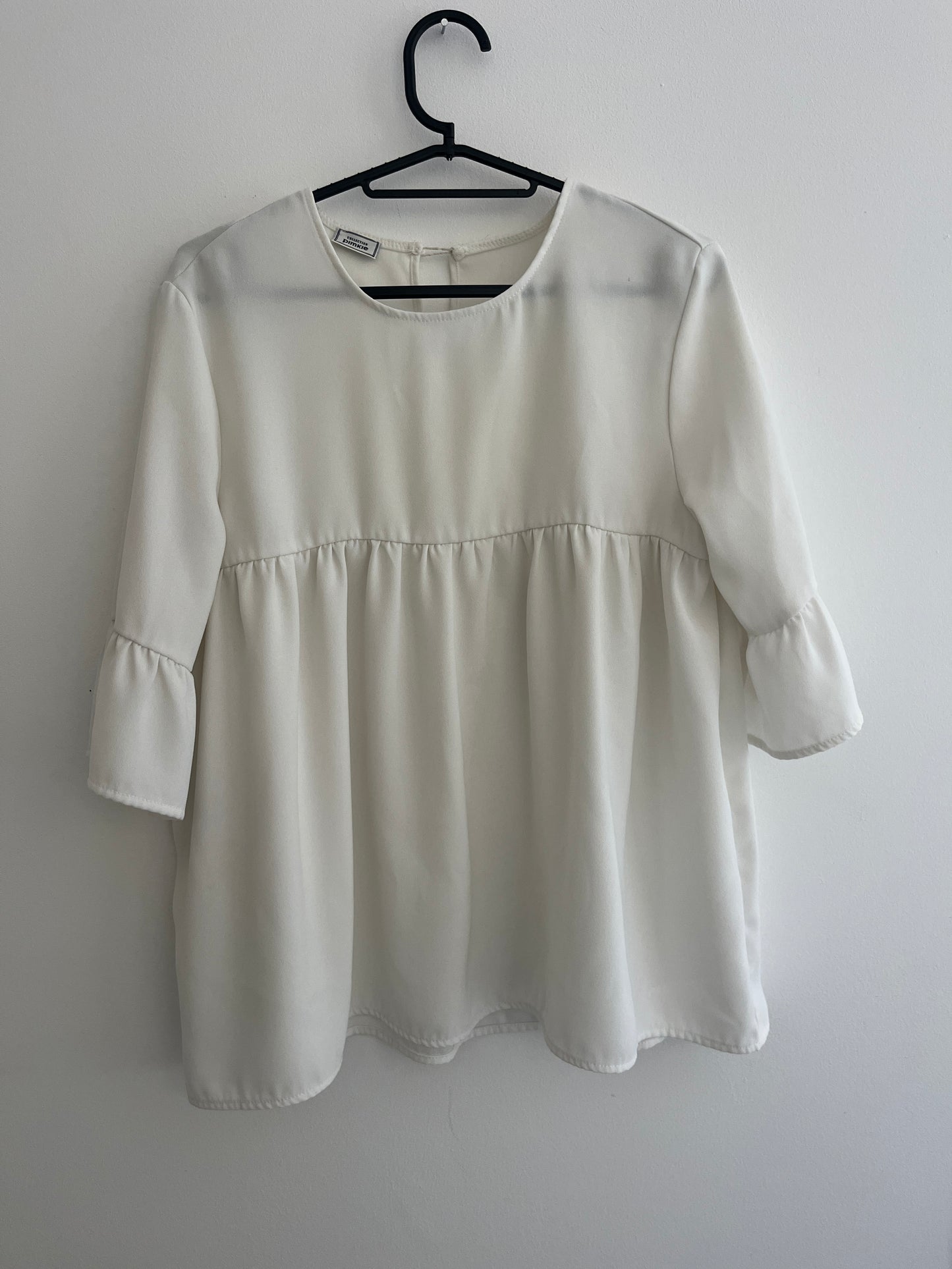 Blouse à manches 3/4 évasée blanche Pimkie - S