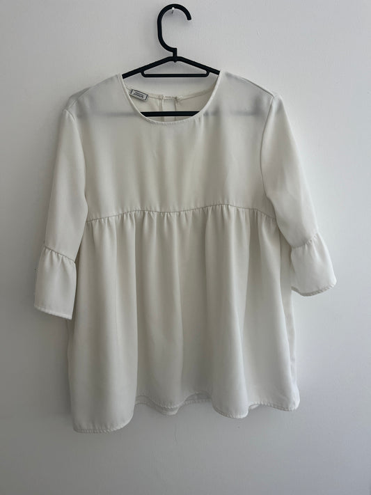 Blouse à manches 3/4 évasée blanche Pimkie - S