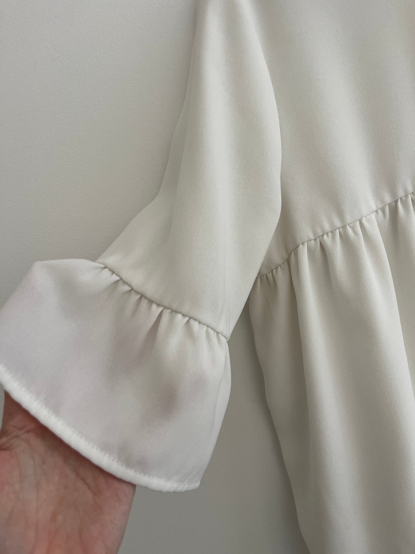 Blouse à manches 3/4 évasée blanche Pimkie - S