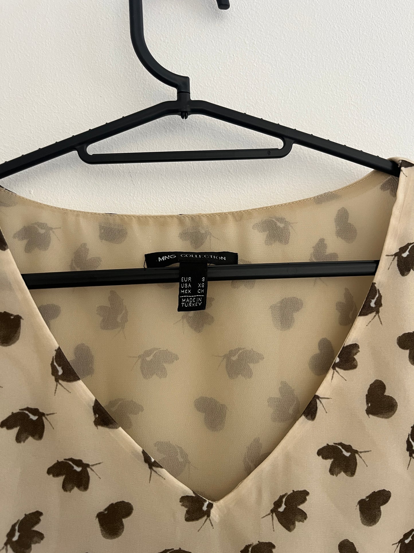 Blouse légère beige à motifs kaki Mango - S