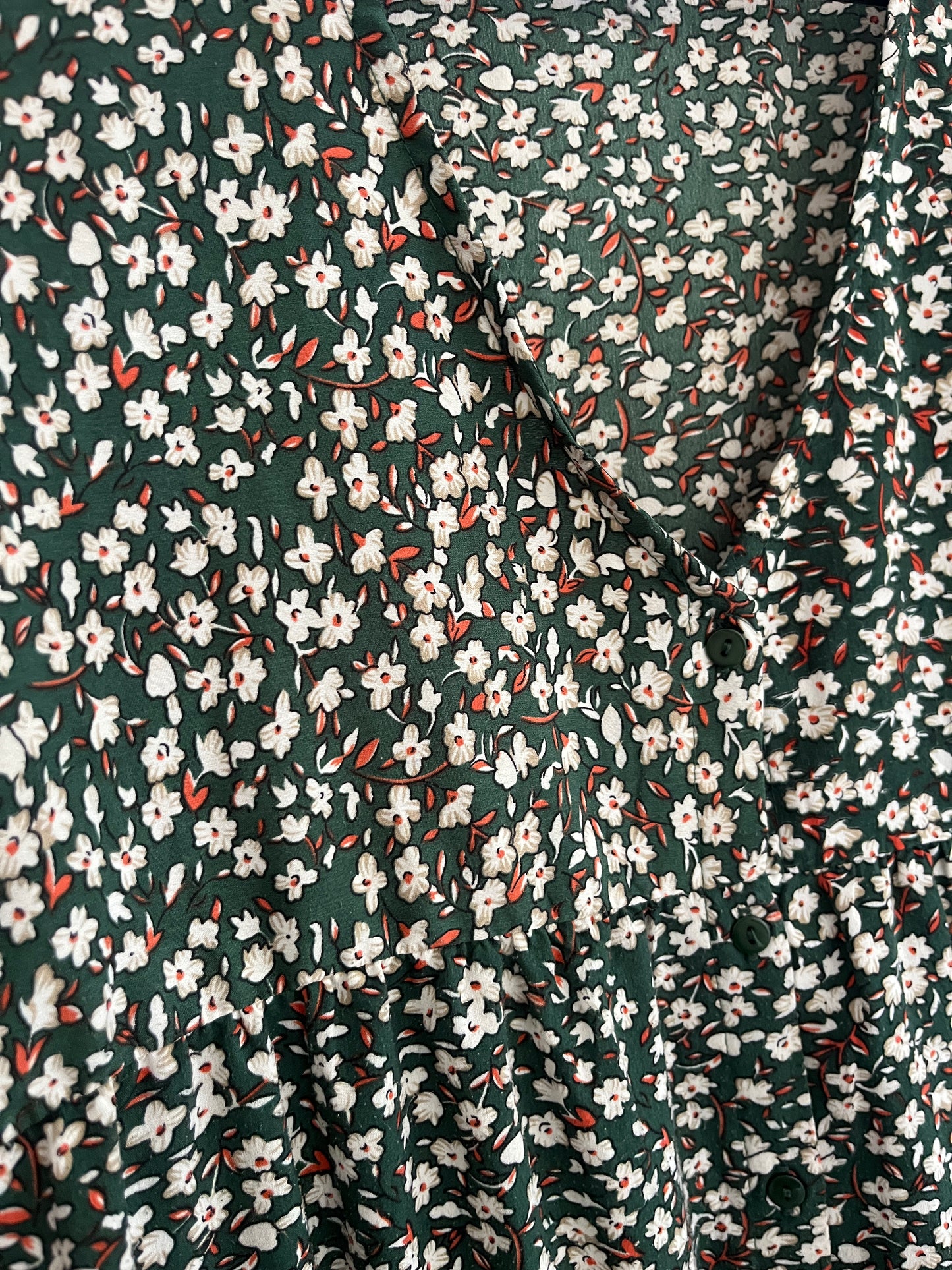Robe à manches longues fleurs verte Lili&Lola - S