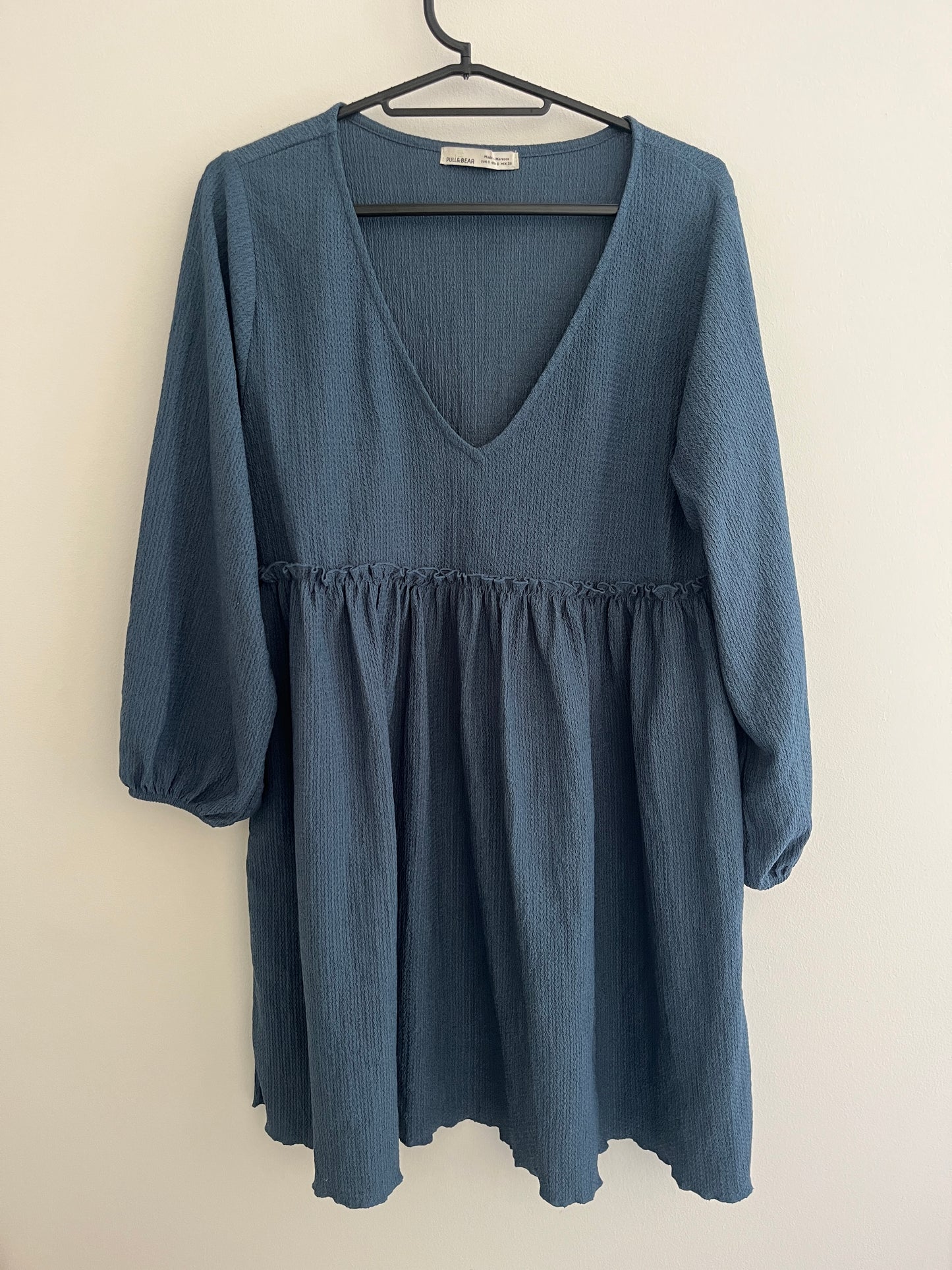 Robe courte à manches longues en maille bleu Pull&Bear - S