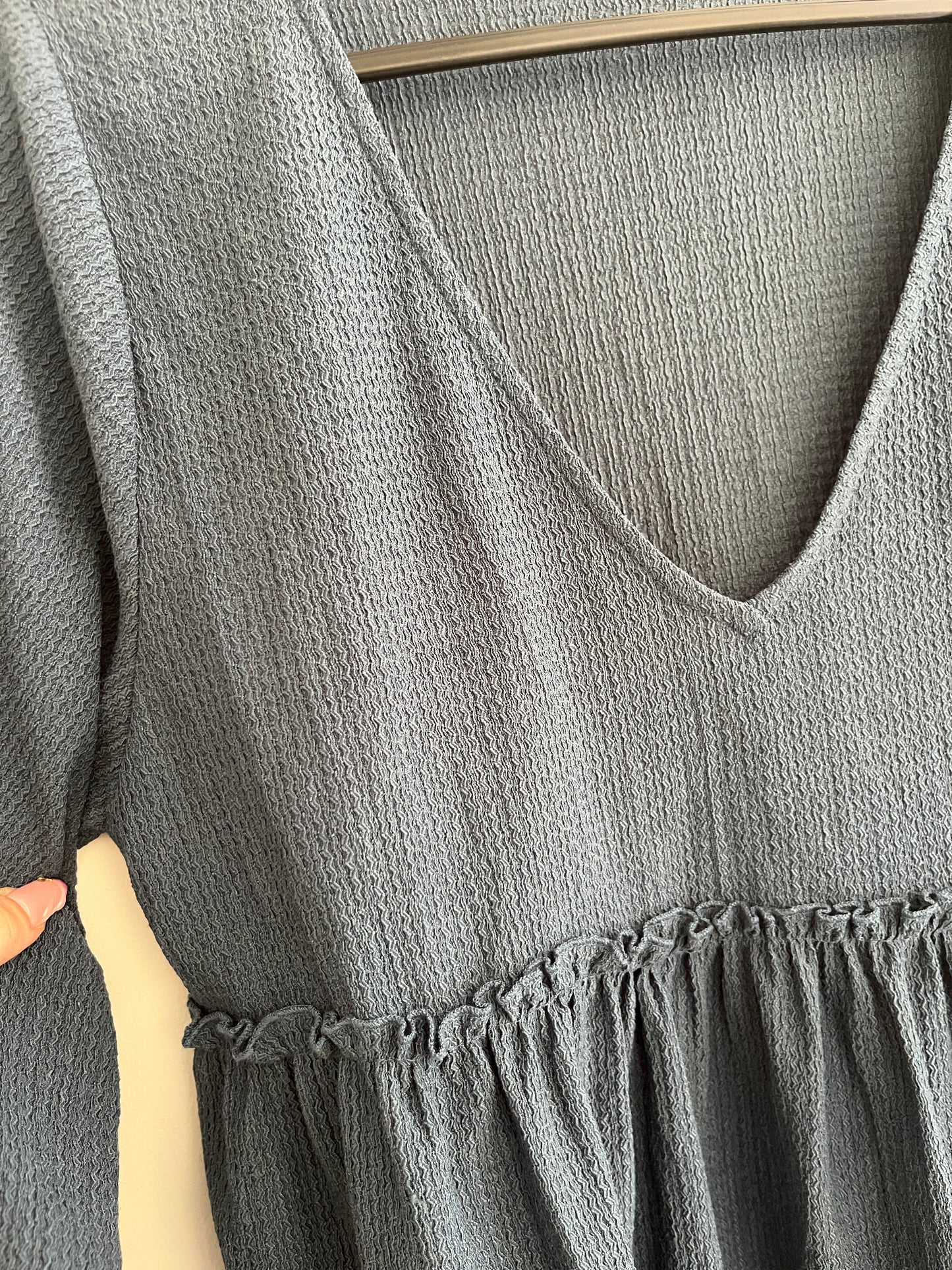 Robe courte à manches longues en maille bleu Pull&Bear - S