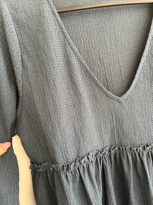 Robe courte à manches longues en maille bleu Pull&Bear - S