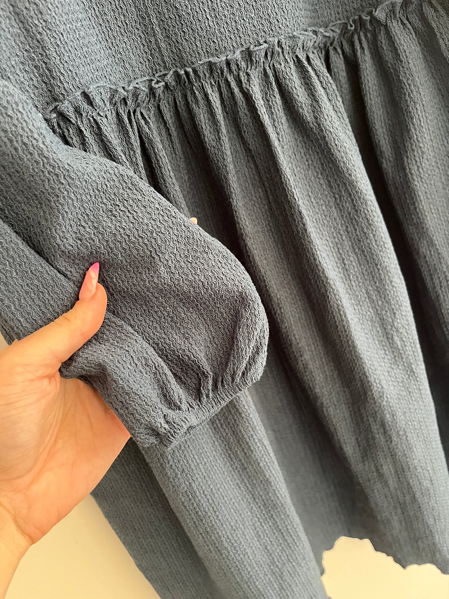 Robe courte à manches longues en maille bleu Pull&Bear - S