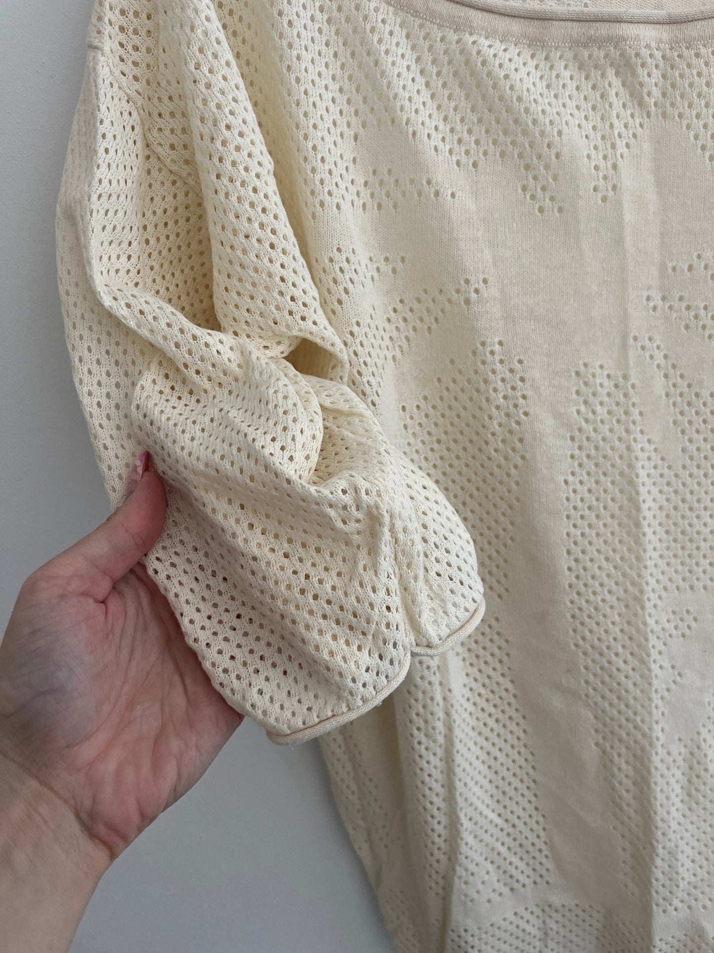 Blouse légère beige à manches retroussées avec broderies RipCurl - S