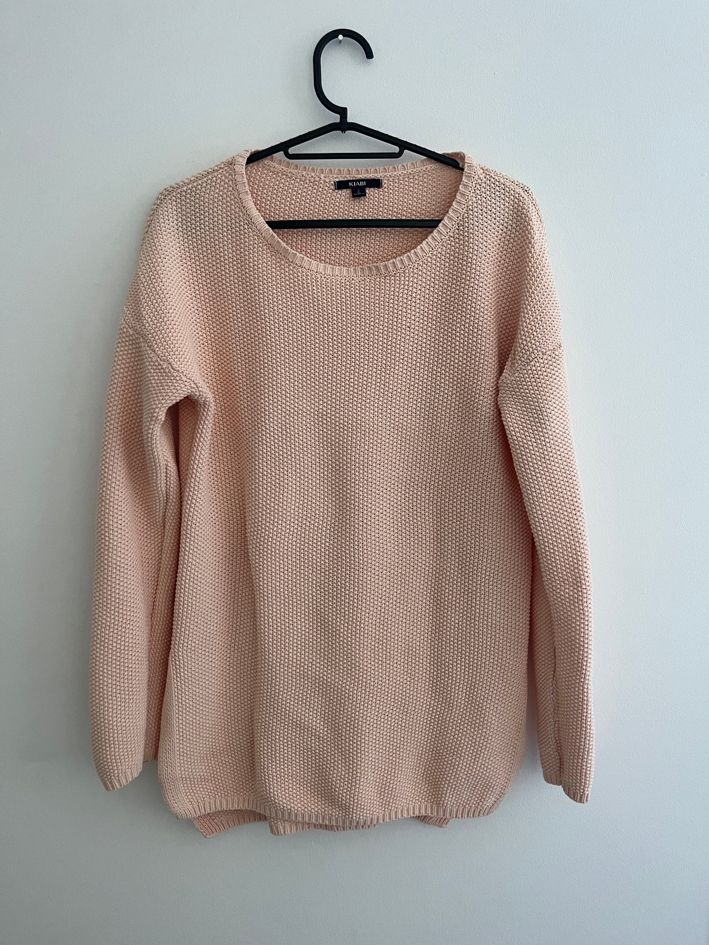 Pull en maille à manches longues rose avec fentes - S