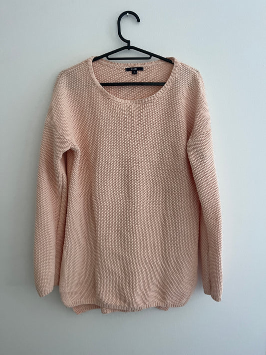 Pull en maille à manches longues rose avec fentes - S