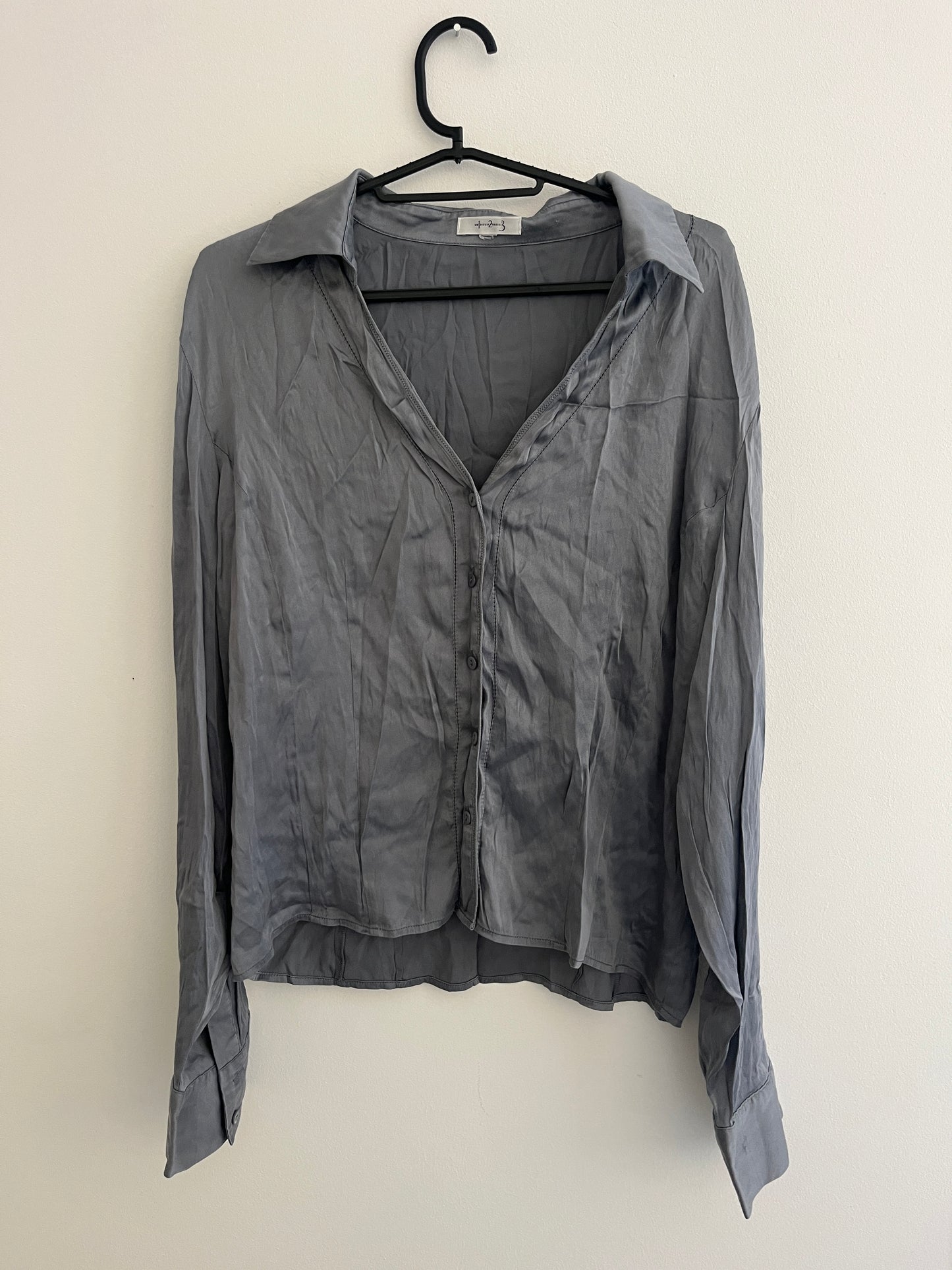 Chemise à manches longues grise en soie Maison 123 - S
