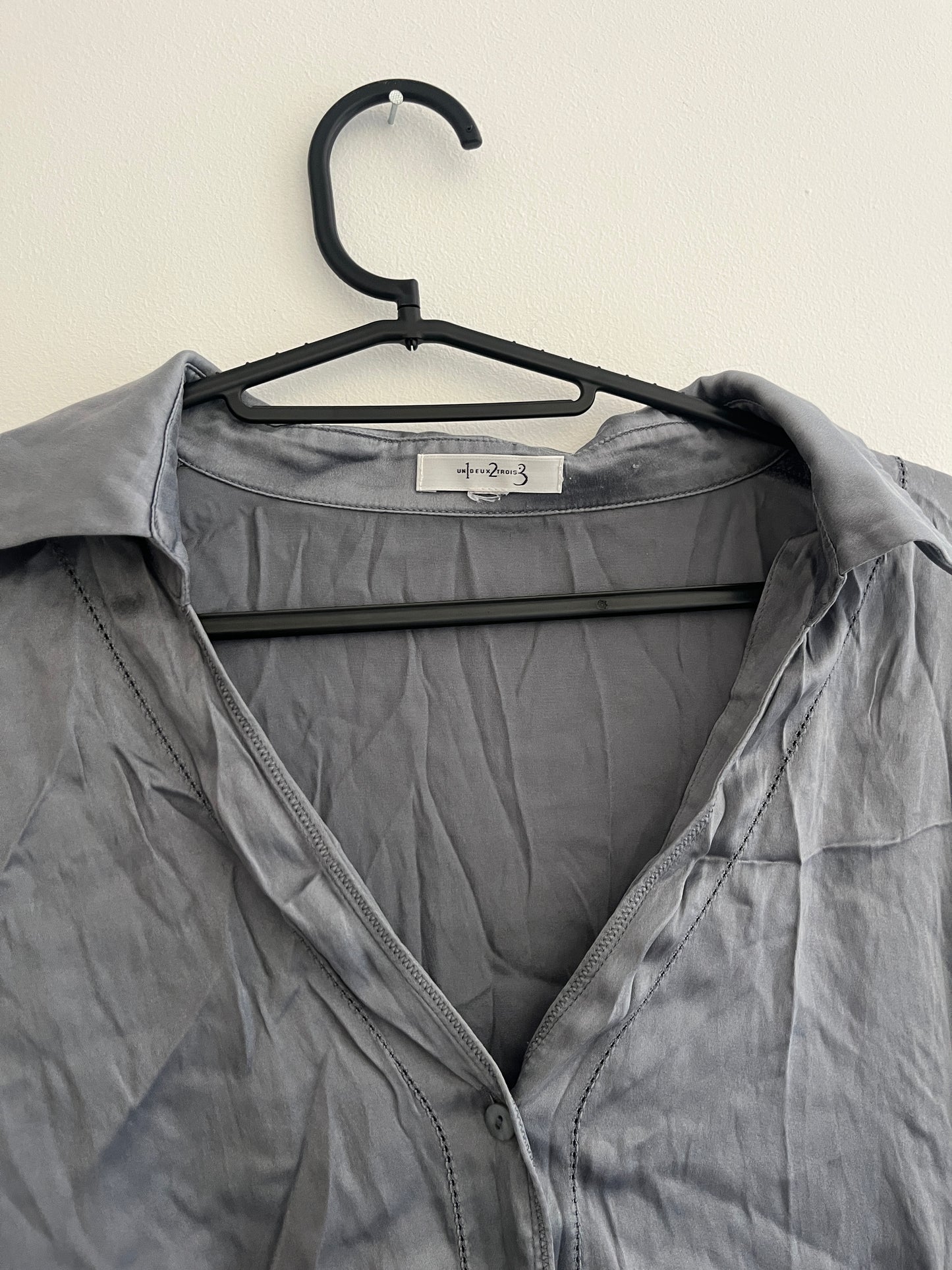 Chemise à manches longues grise en soie Maison 123 - S