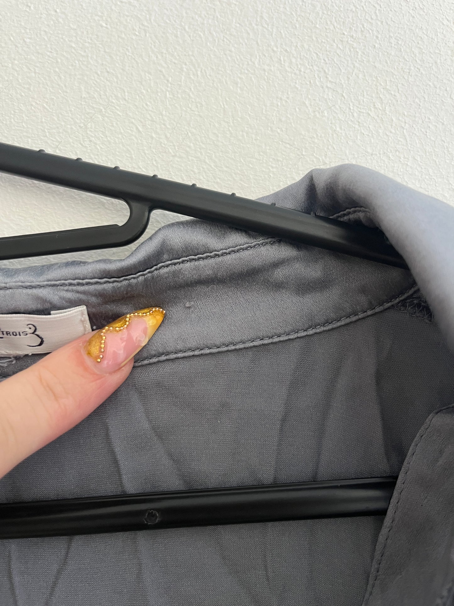 Chemise à manches longues grise en soie Maison 123 - S