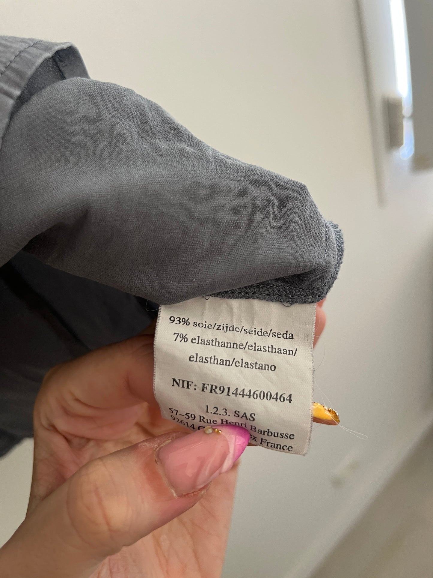 Chemise à manches longues grise en soie Maison 123 - S