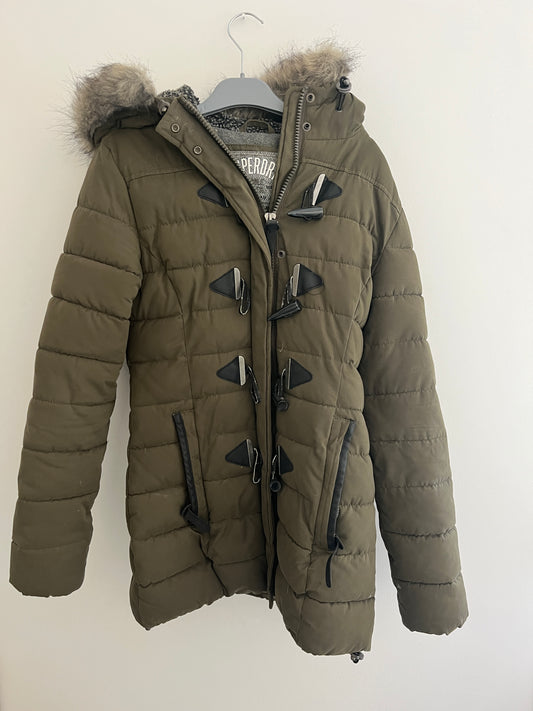 Manteau matelassé kaki avec capuche Superdry - S