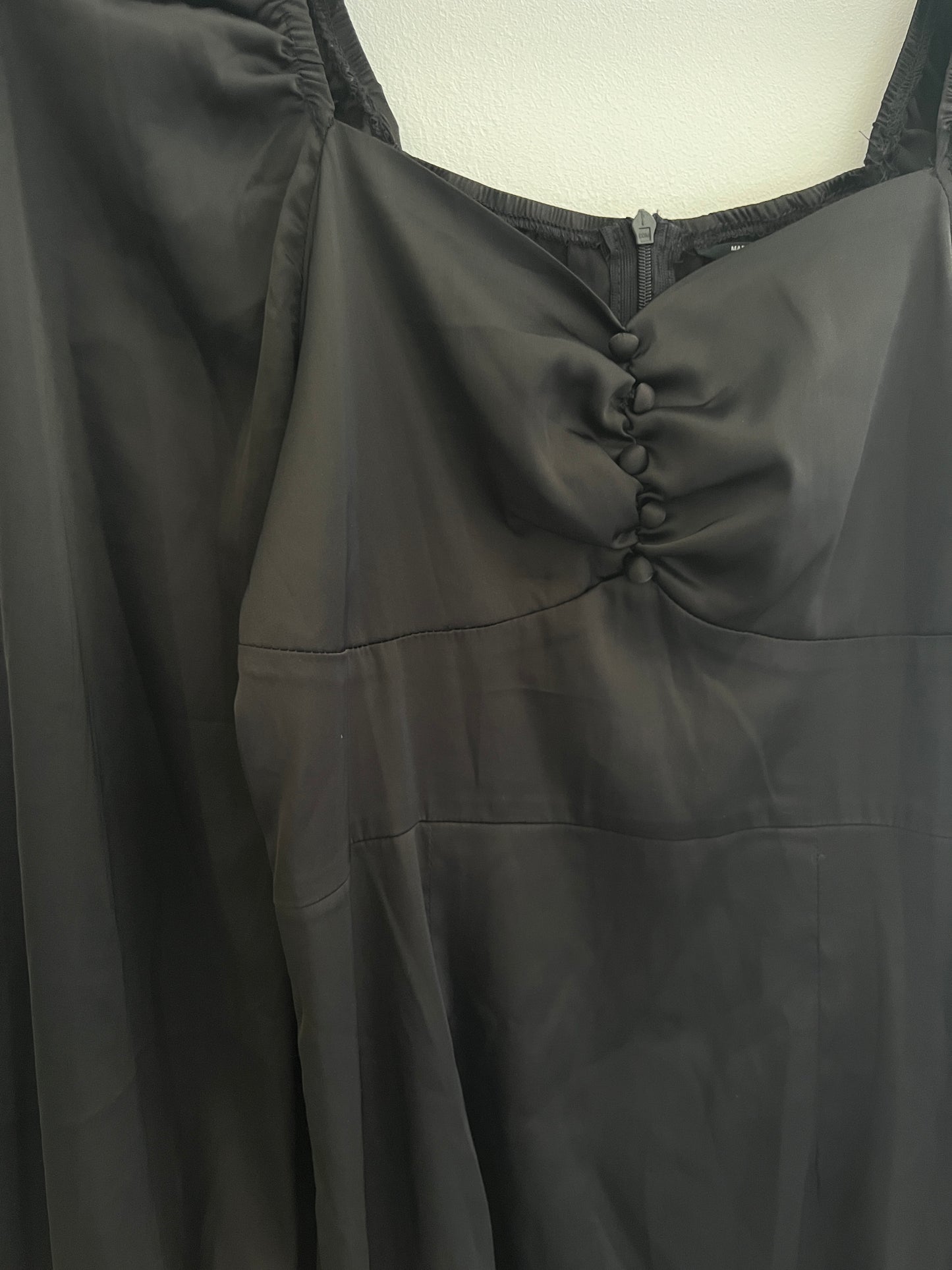 Robe à manches longues noire effet satiné - XS