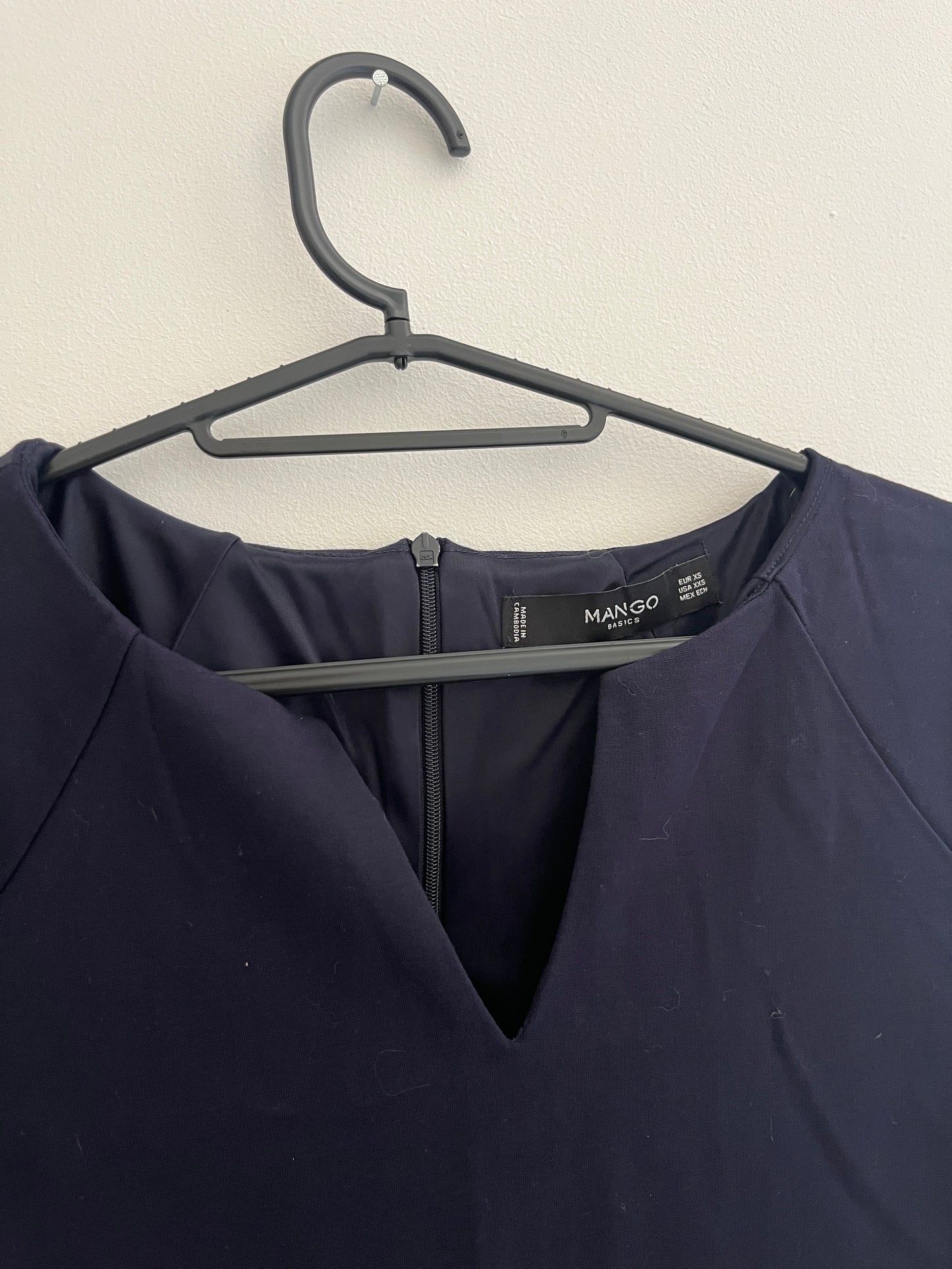 Robe chic courte à manches longues bleu marine Mango - 34