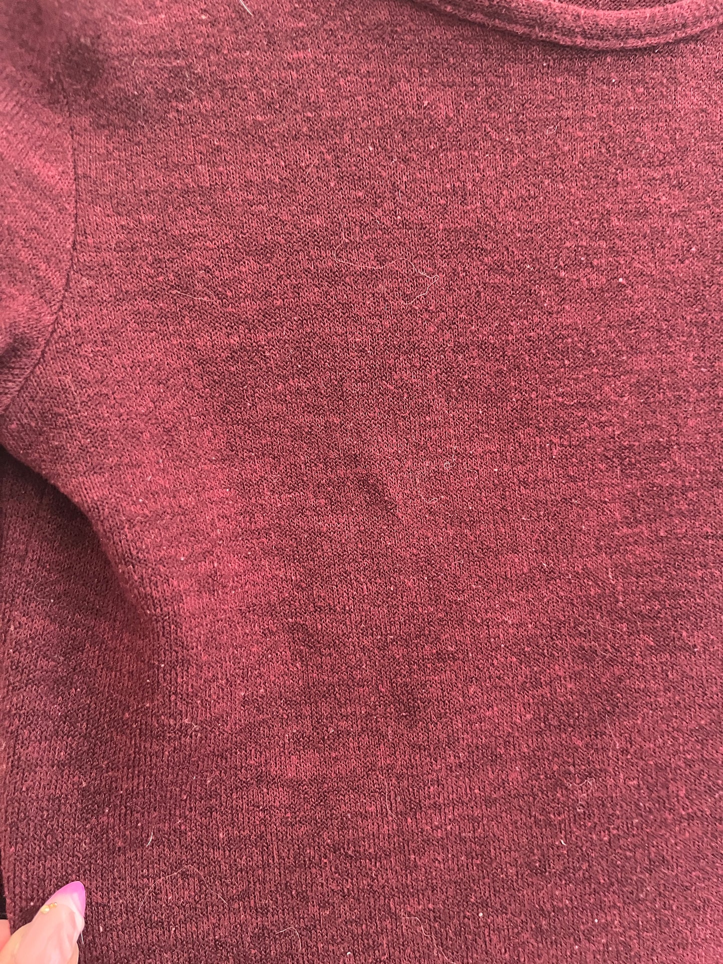 T-shirt à manches longues bordeaux et détails à strass sur les épaules - 34/36