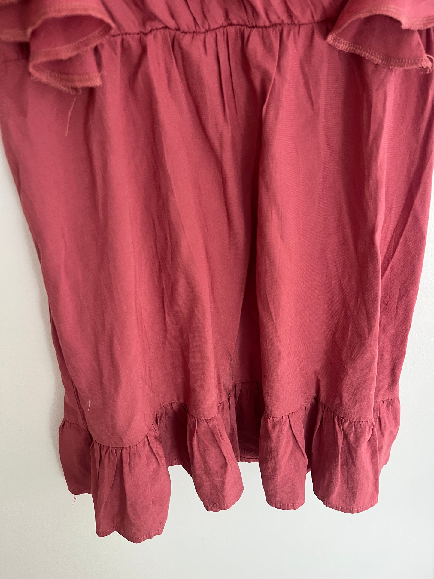 Robe courte à manches courtes volantée rose poudré - XS