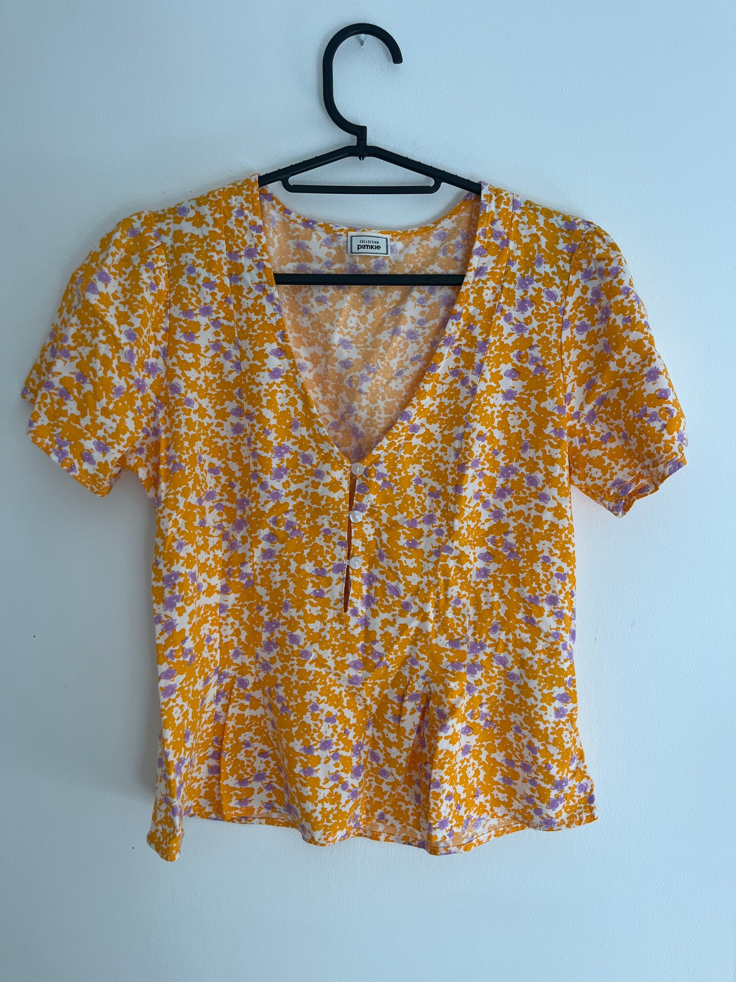 Top à manches courtes fleurs orange et violet Pimkie - XS