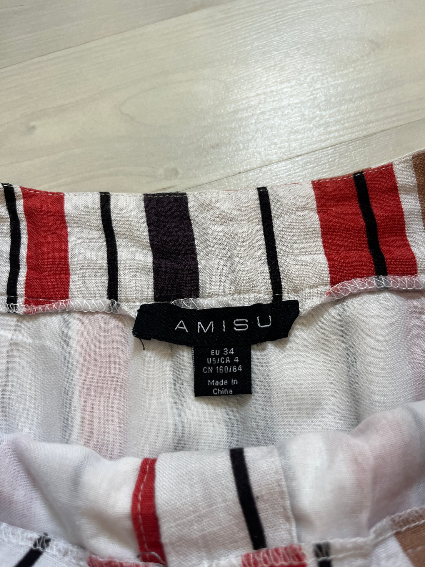 Jupe mi-longue à rayures effet lin Amisu - 34