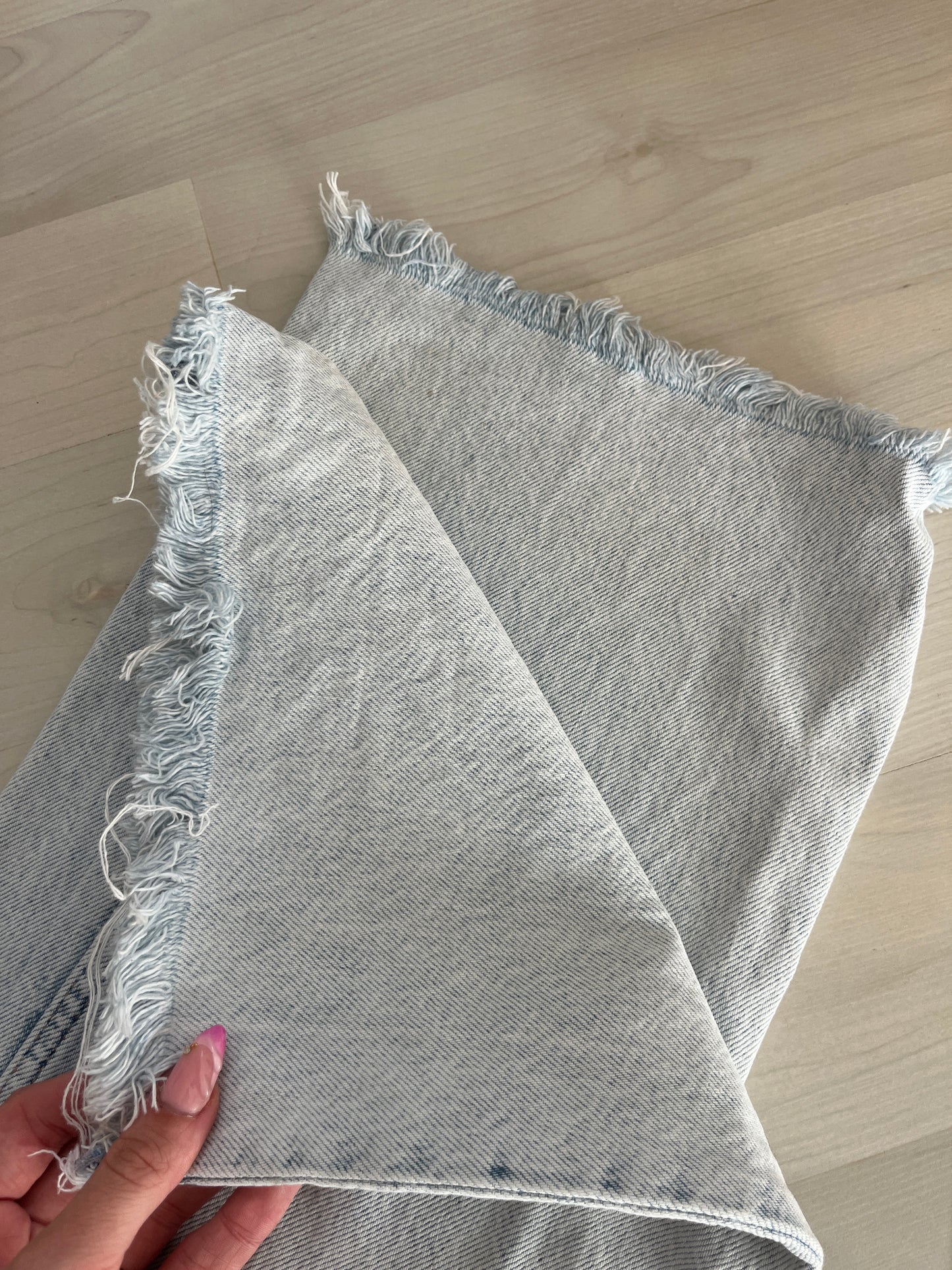 Jean large effet déchiré bleu clair délavé Zara - XS