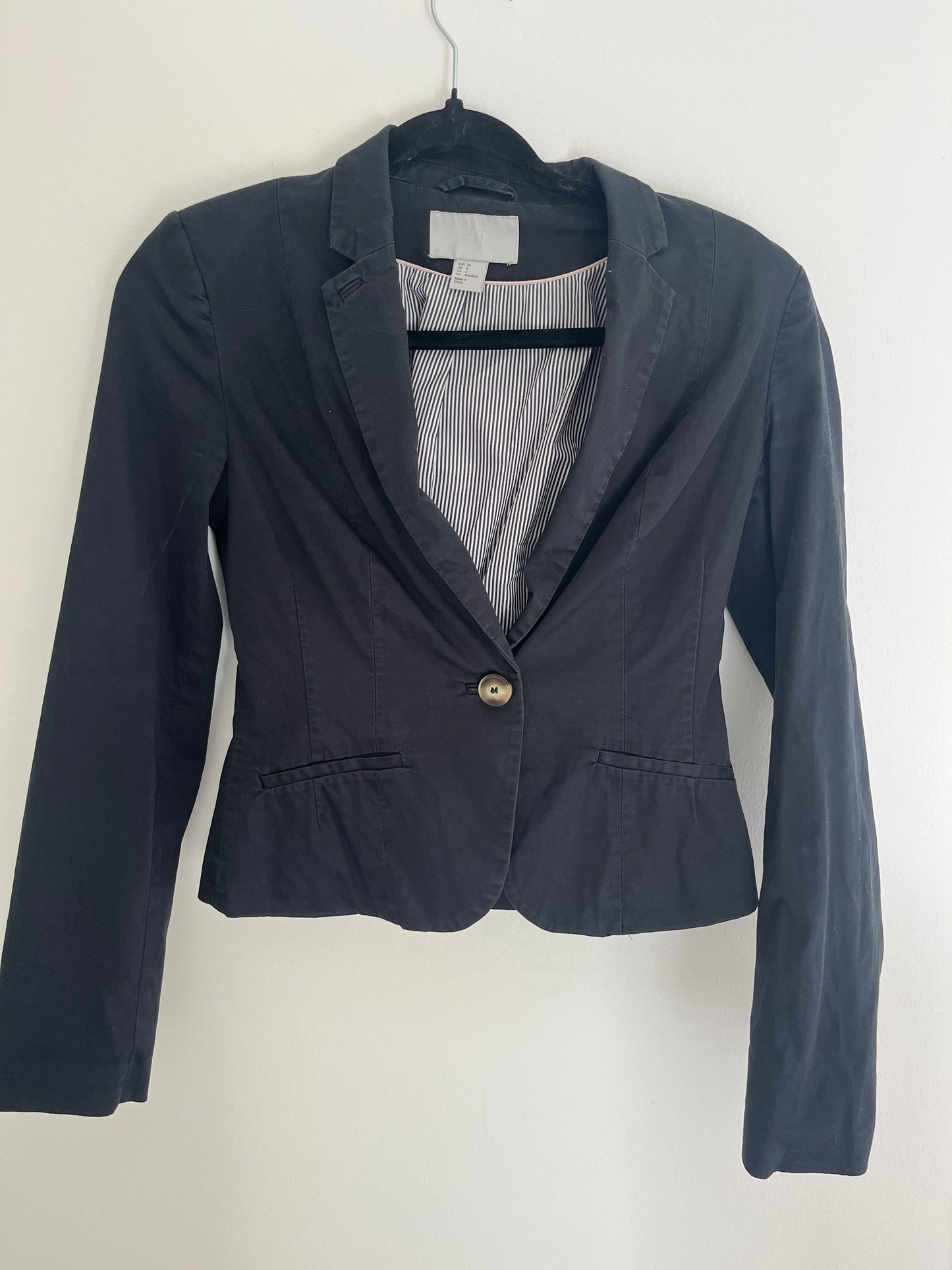 Blazer noir intérieur rayé cintré H&M - 34