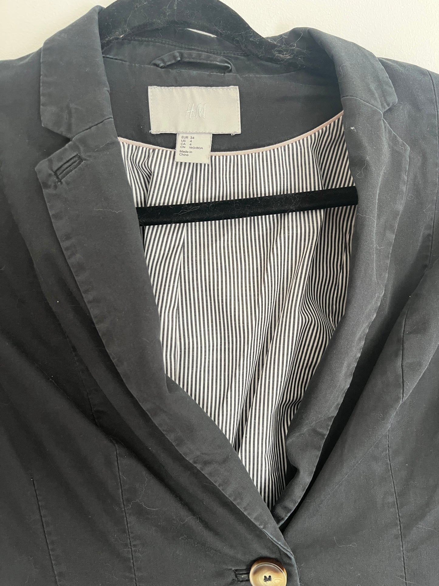 Blazer noir intérieur rayé cintré H&M - 34