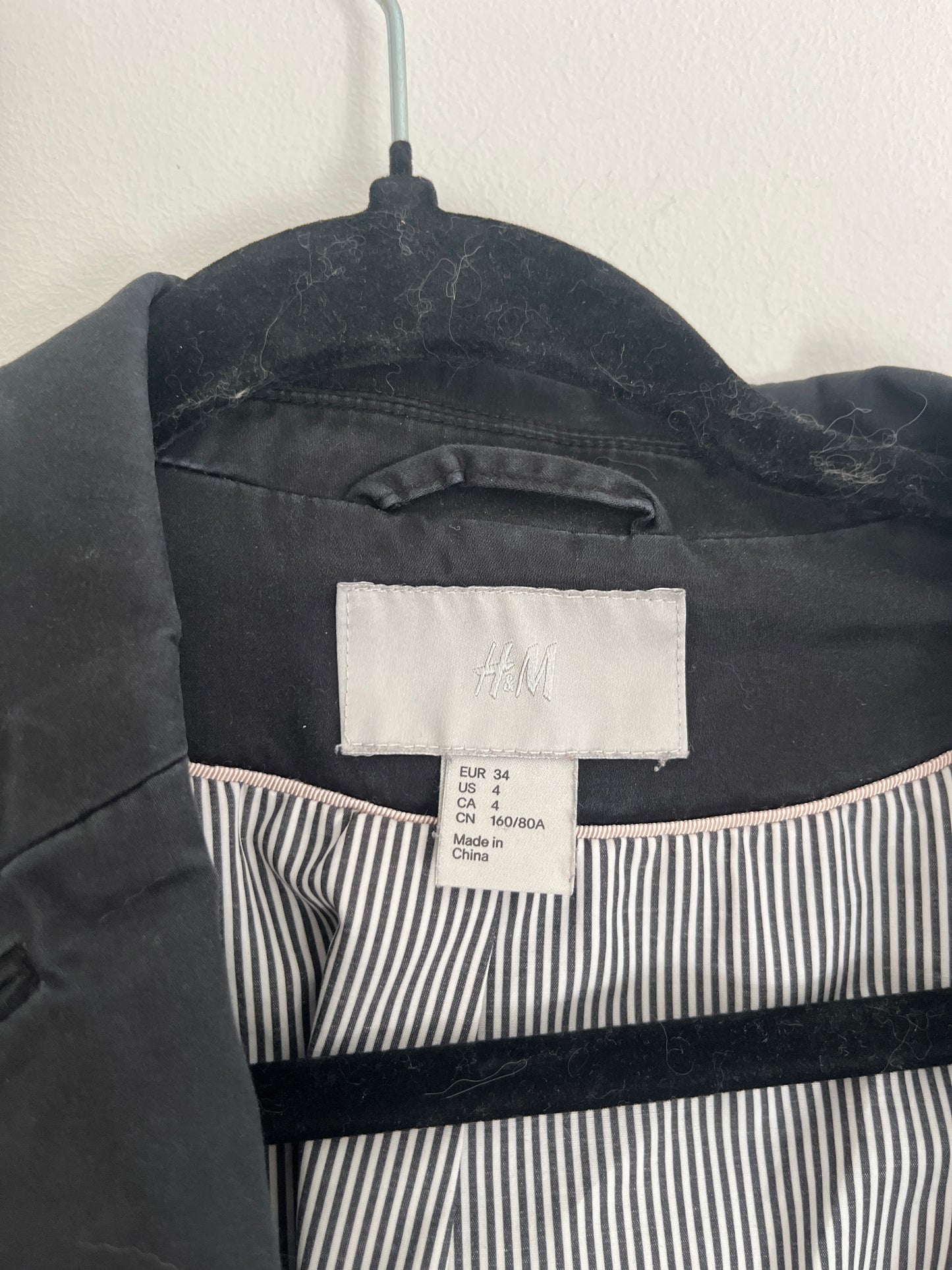 Blazer noir intérieur rayé cintré H&M - 34