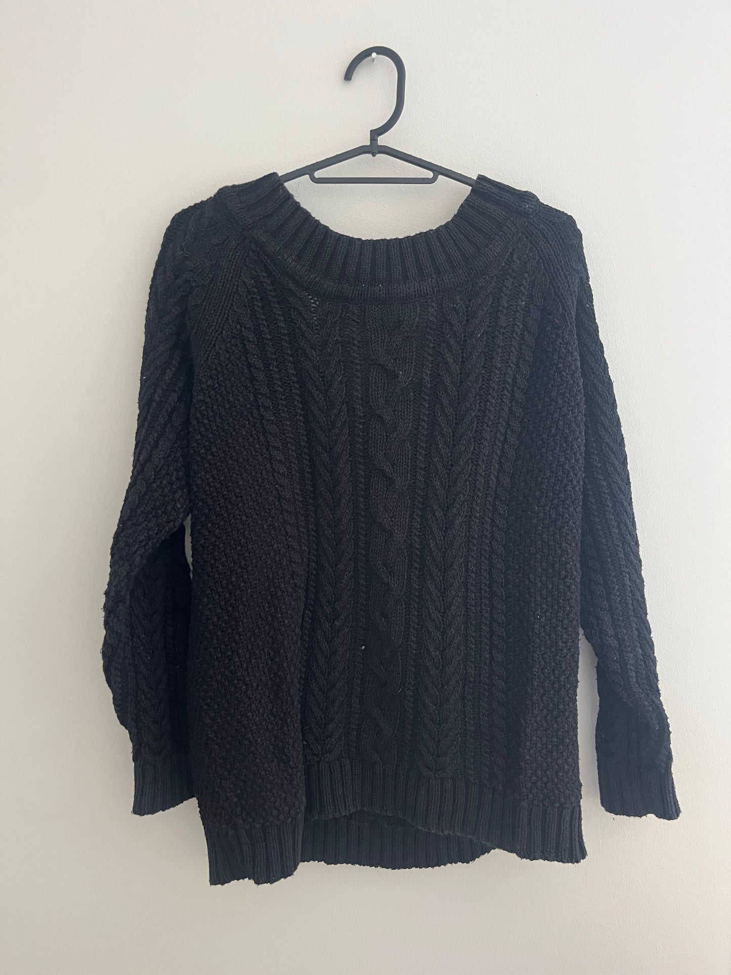Pull à manches longues noir en maille et dos nu Mango - L