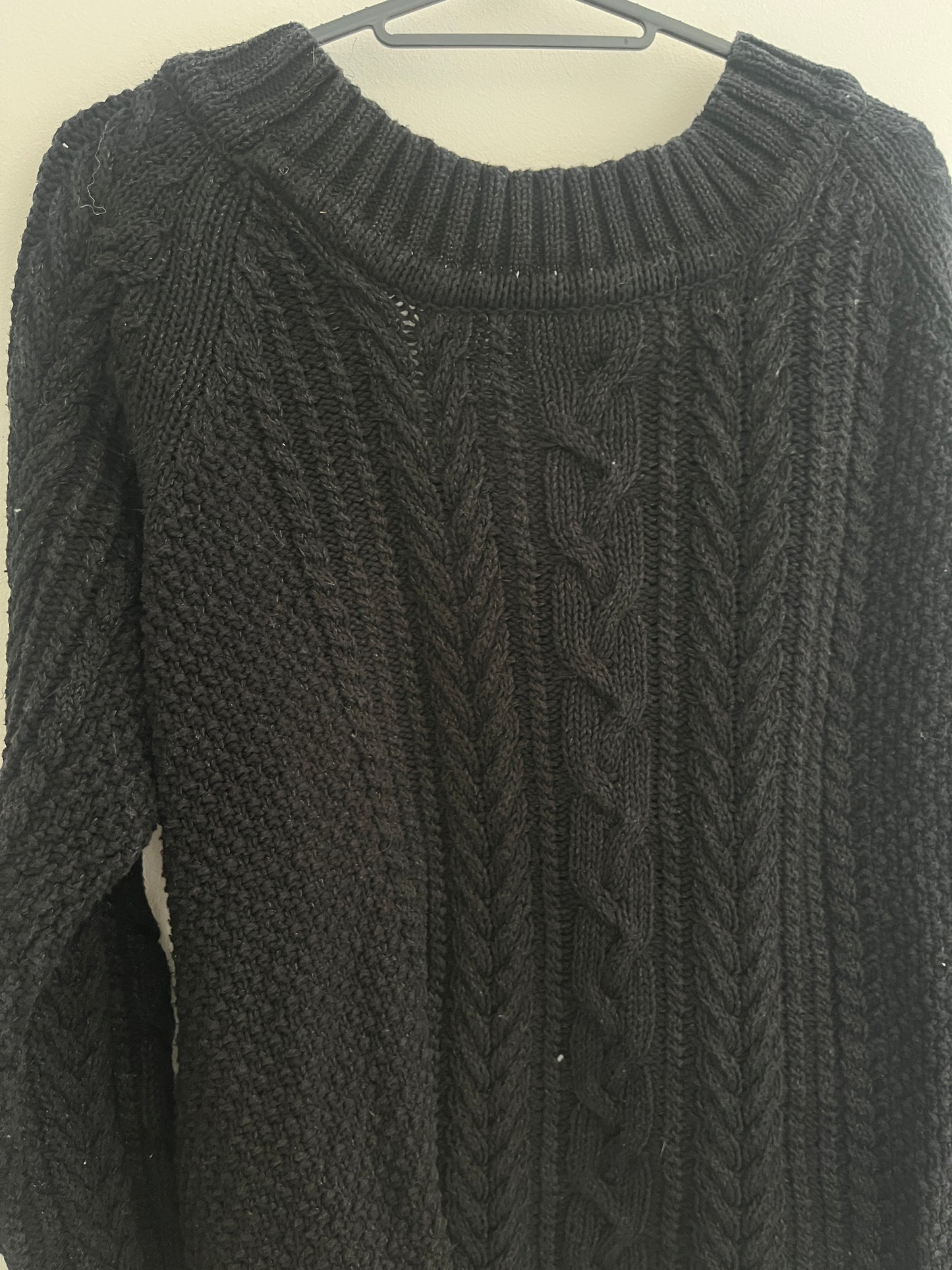 Pull à manches longues noir en maille et dos nu Mango - L