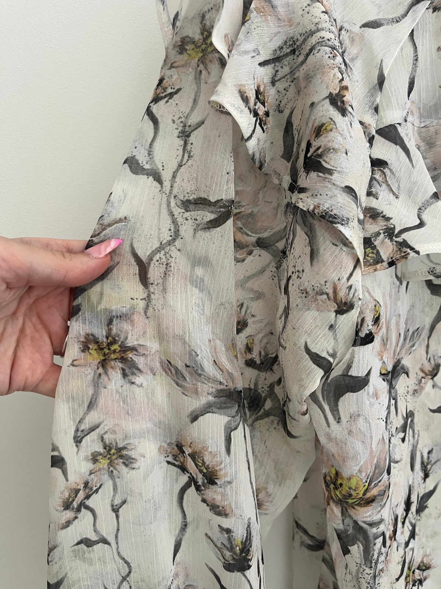 Blouse légère à manches longues et motifs feuilles - L