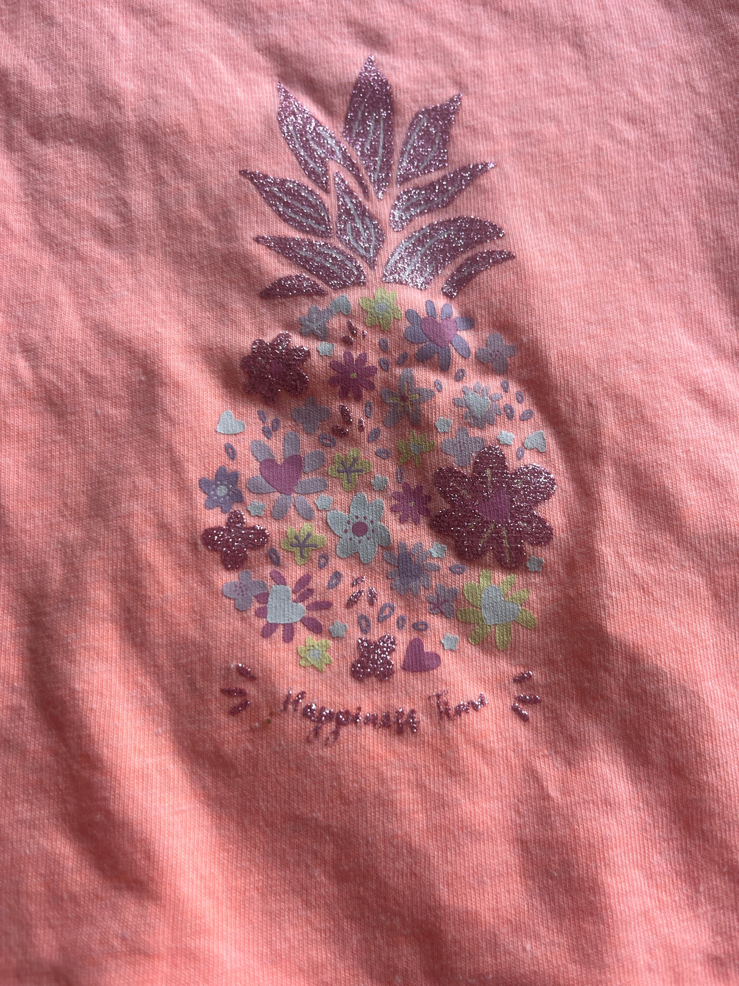 T-shirt à manches courtes orange fluo motif ananas - 3 mois