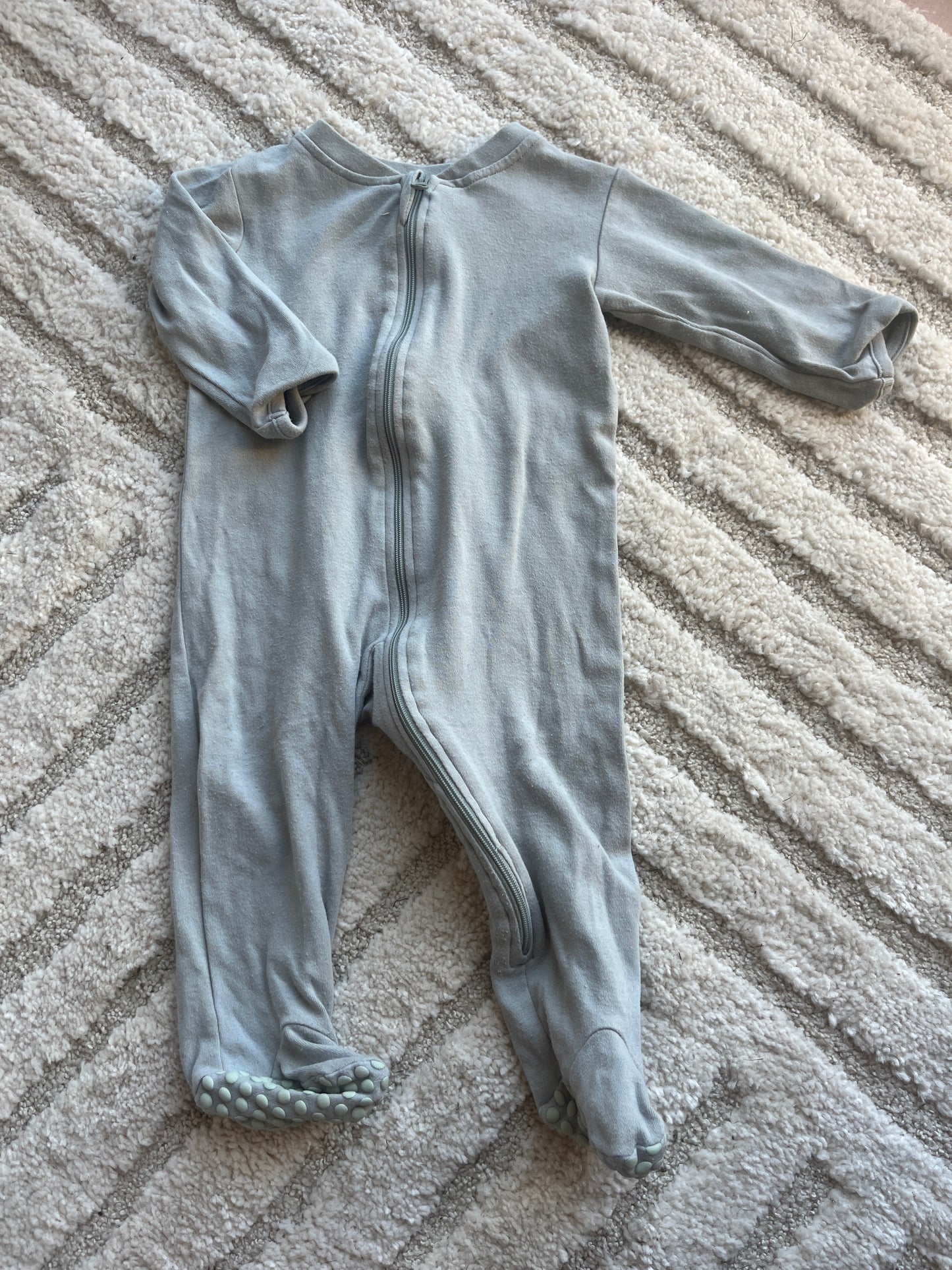 Pyjama léger à zip vert sauge - 6/12 mois