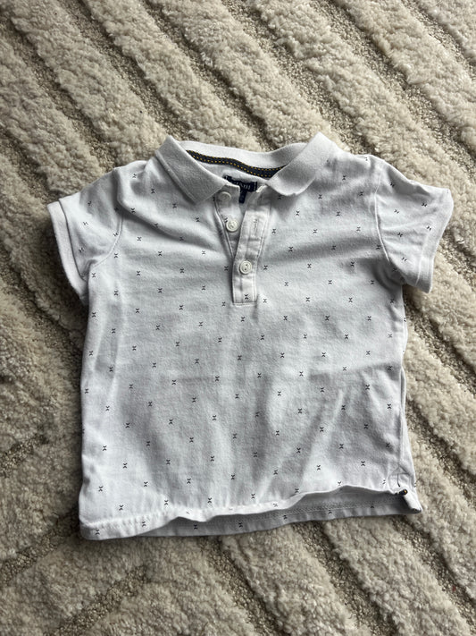 Polo à manches courtes blanc à motifs - 18 mois