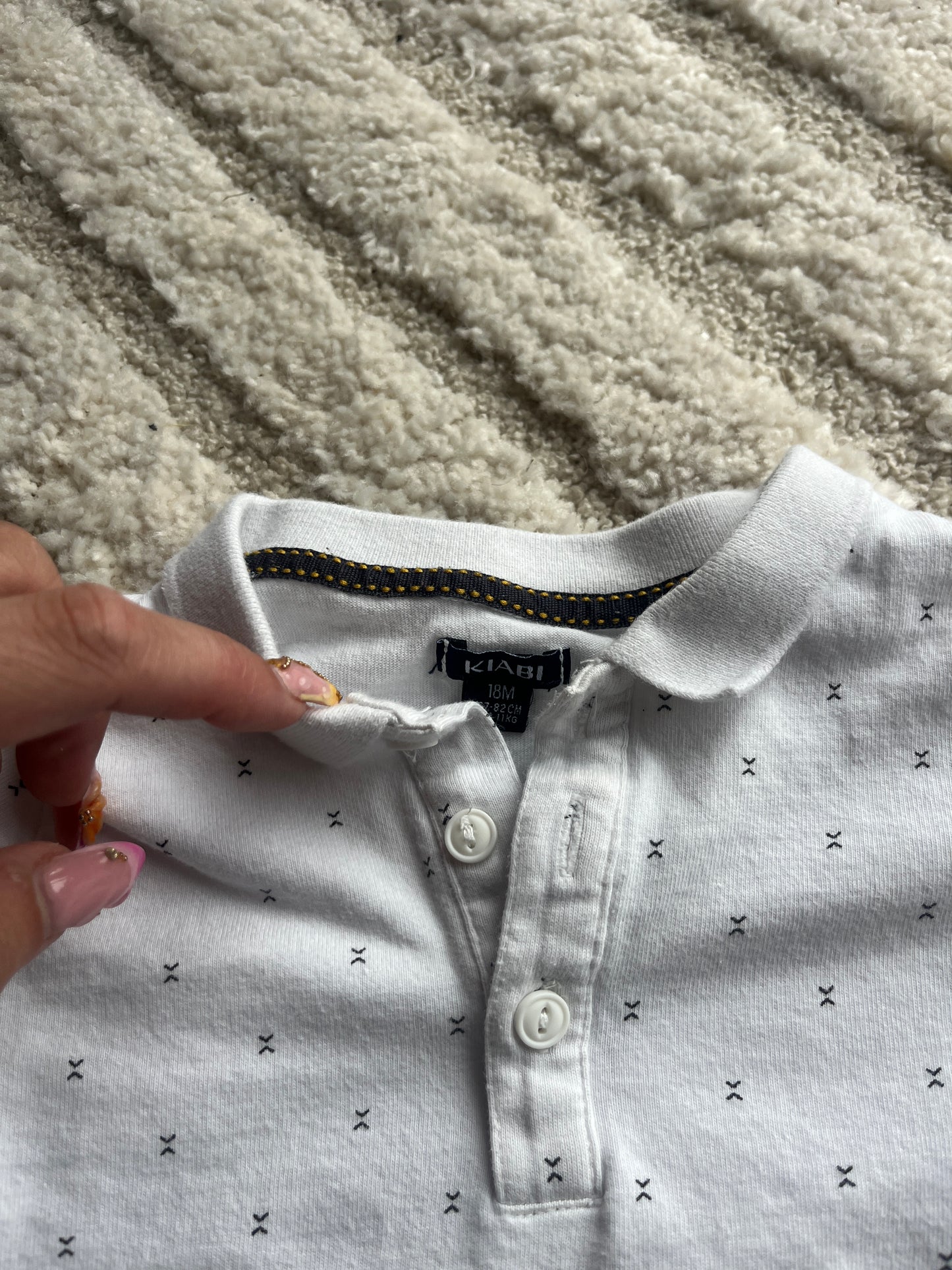 Polo à manches courtes blanc à motifs - 18 mois