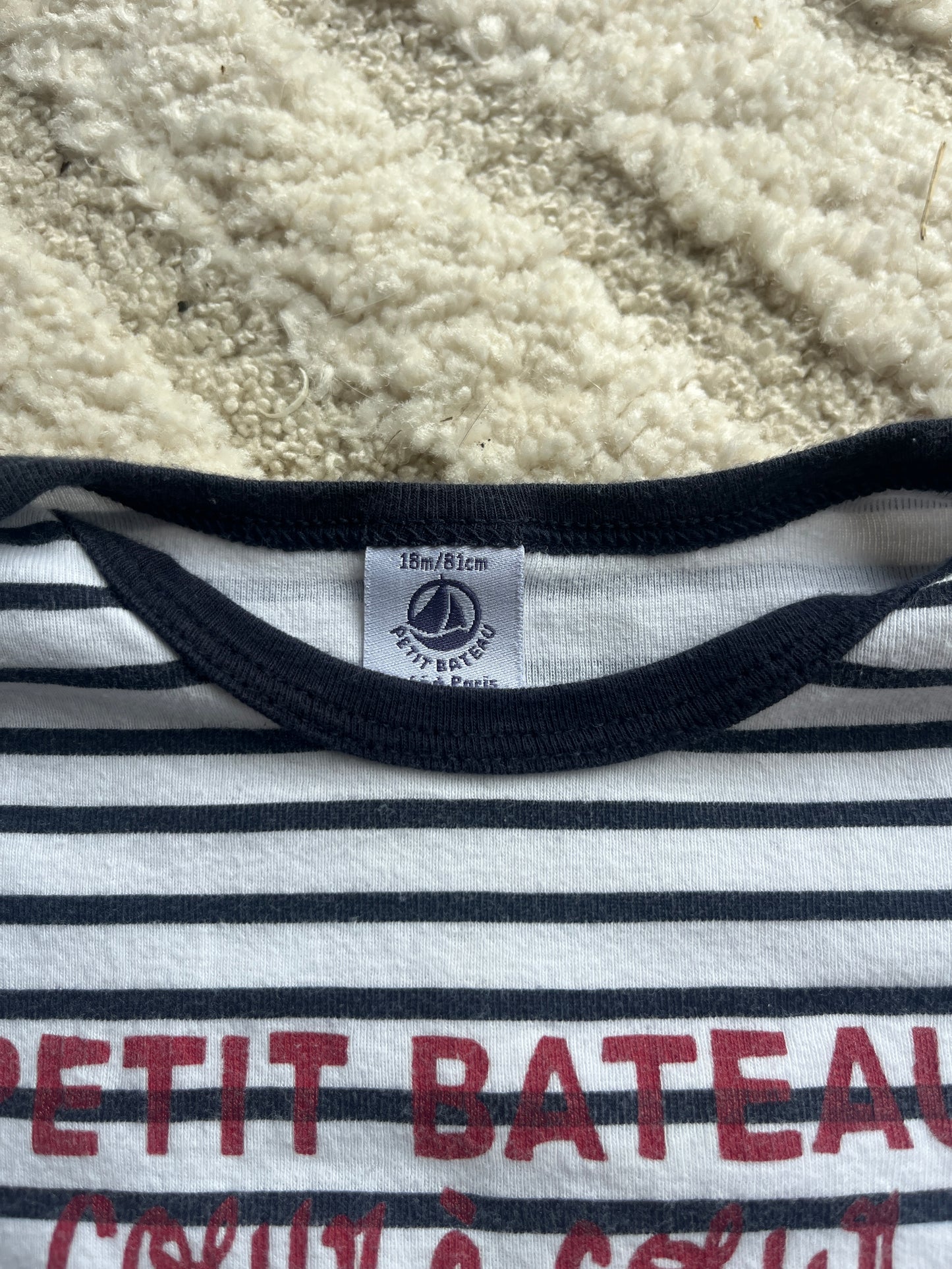 Pyjama léger rayé Petit Bateau « cœur à cœur » - 18 mois