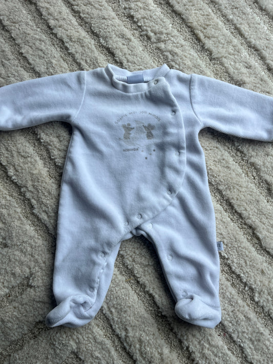 Pyjama velours blanc « souris moi joli minois » Absorba - naissance