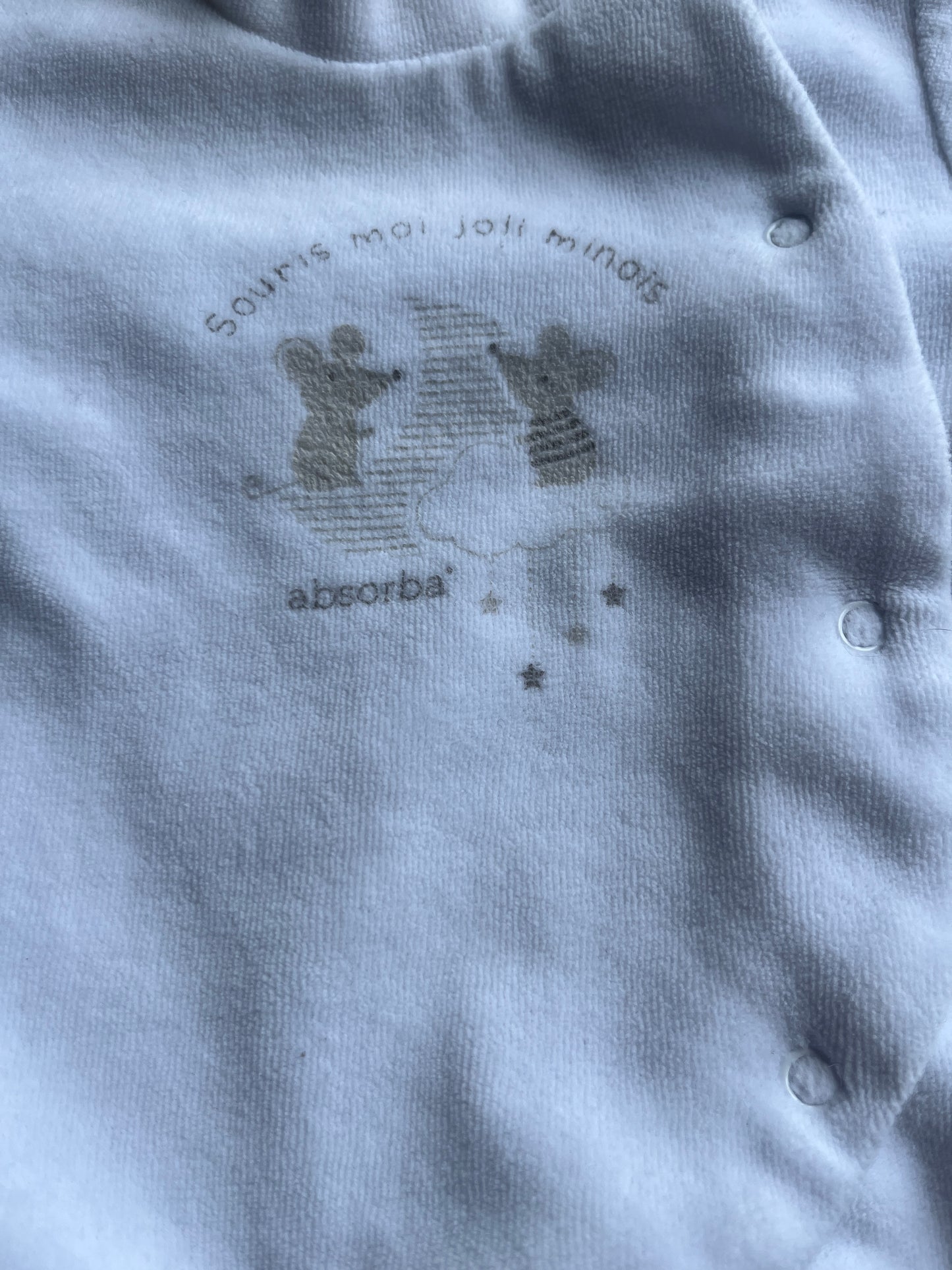 Pyjama velours blanc « souris moi joli minois » Absorba - naissance