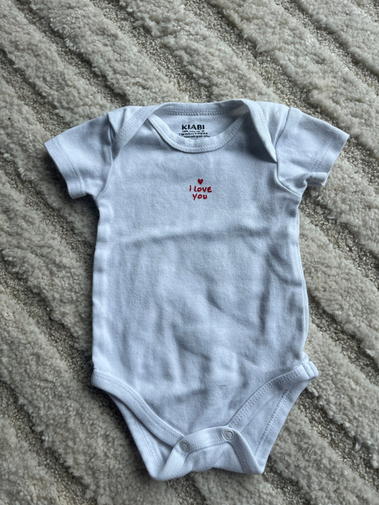 Body à manches courtes en jersey blanc « I love you » - 3 mois