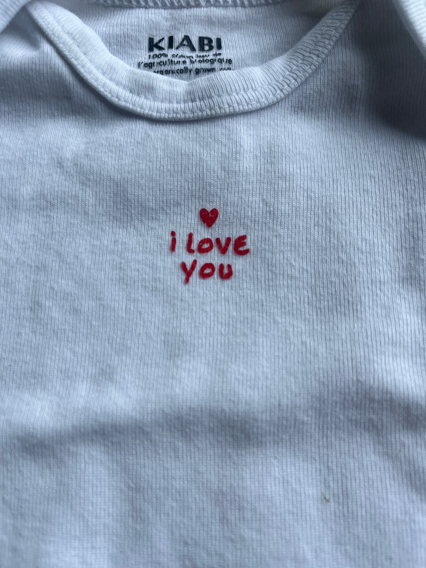 Body à manches courtes en jersey blanc « I love you » - 3 mois