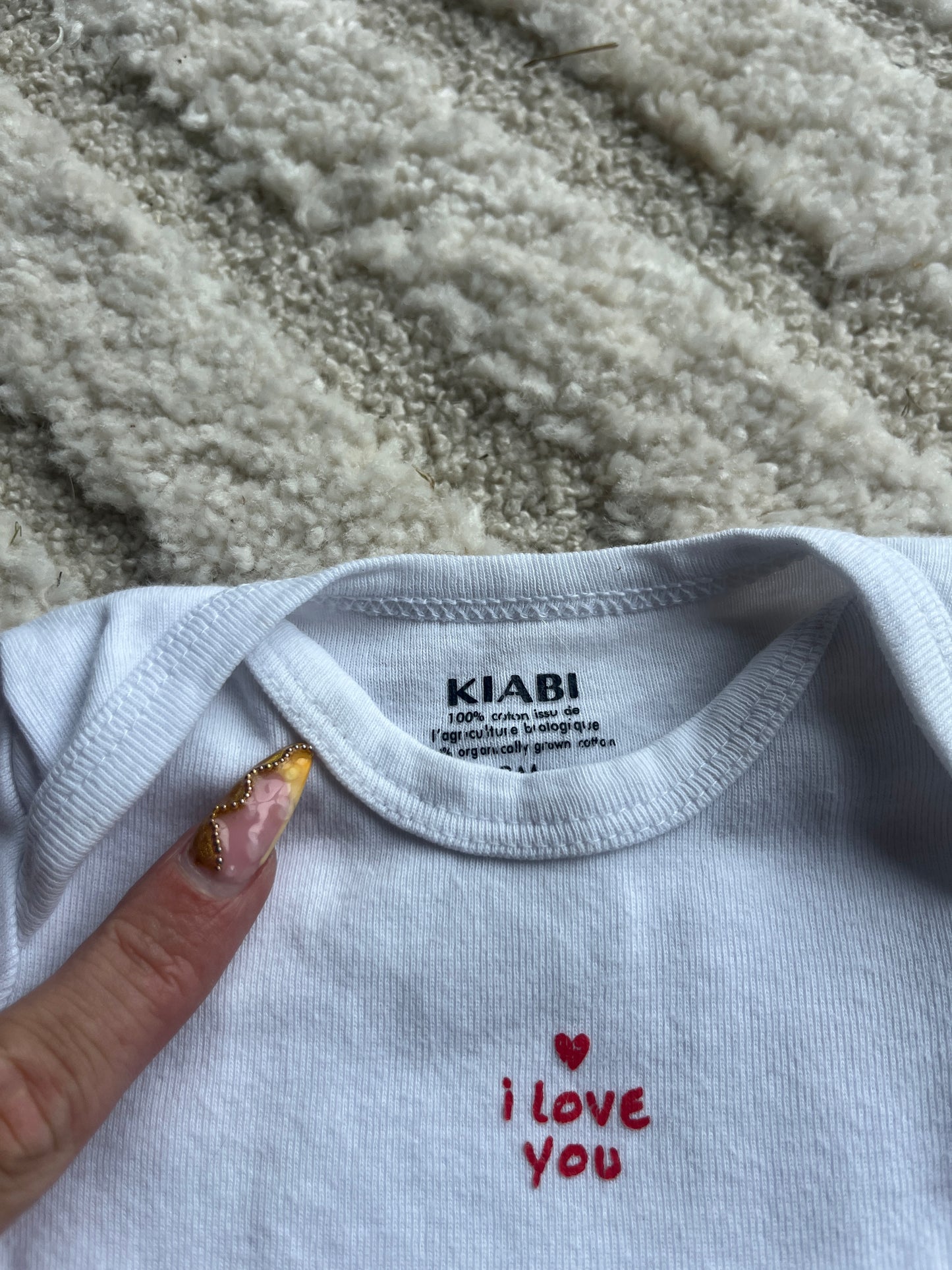 Body à manches courtes en jersey blanc « I love you » - 3 mois