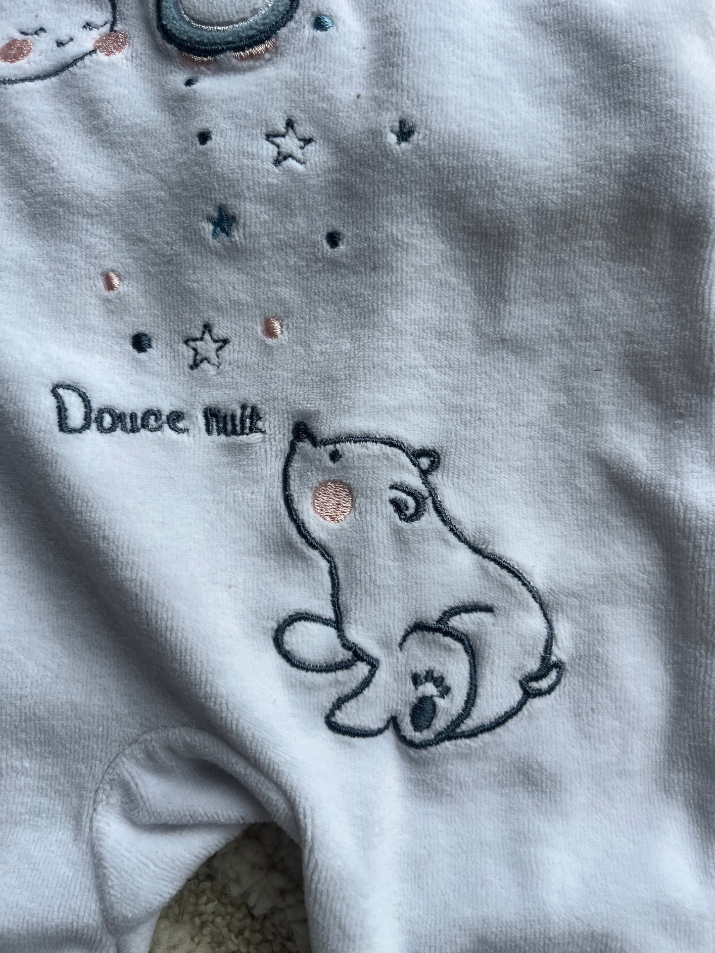 Pyjama velours blanc baleine et ours Phare de la Baleine - 3 mois
