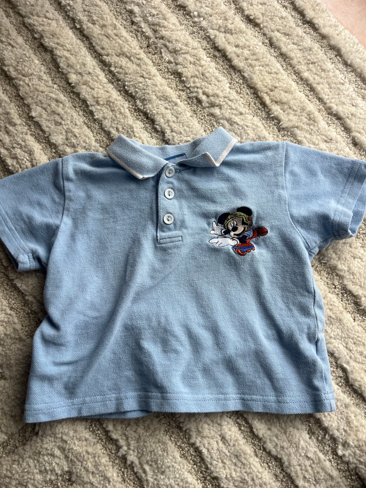 Polo à manches courtes bleu Mickey - 2 ans