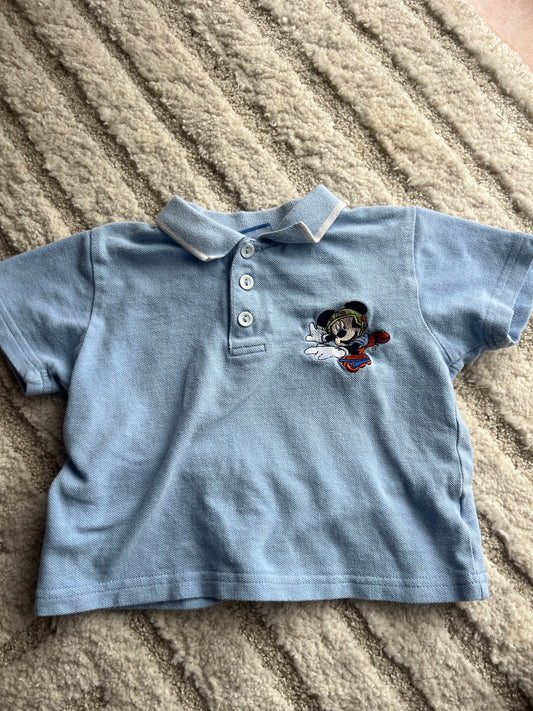 Polo à manches courtes bleu Mickey - 2 ans