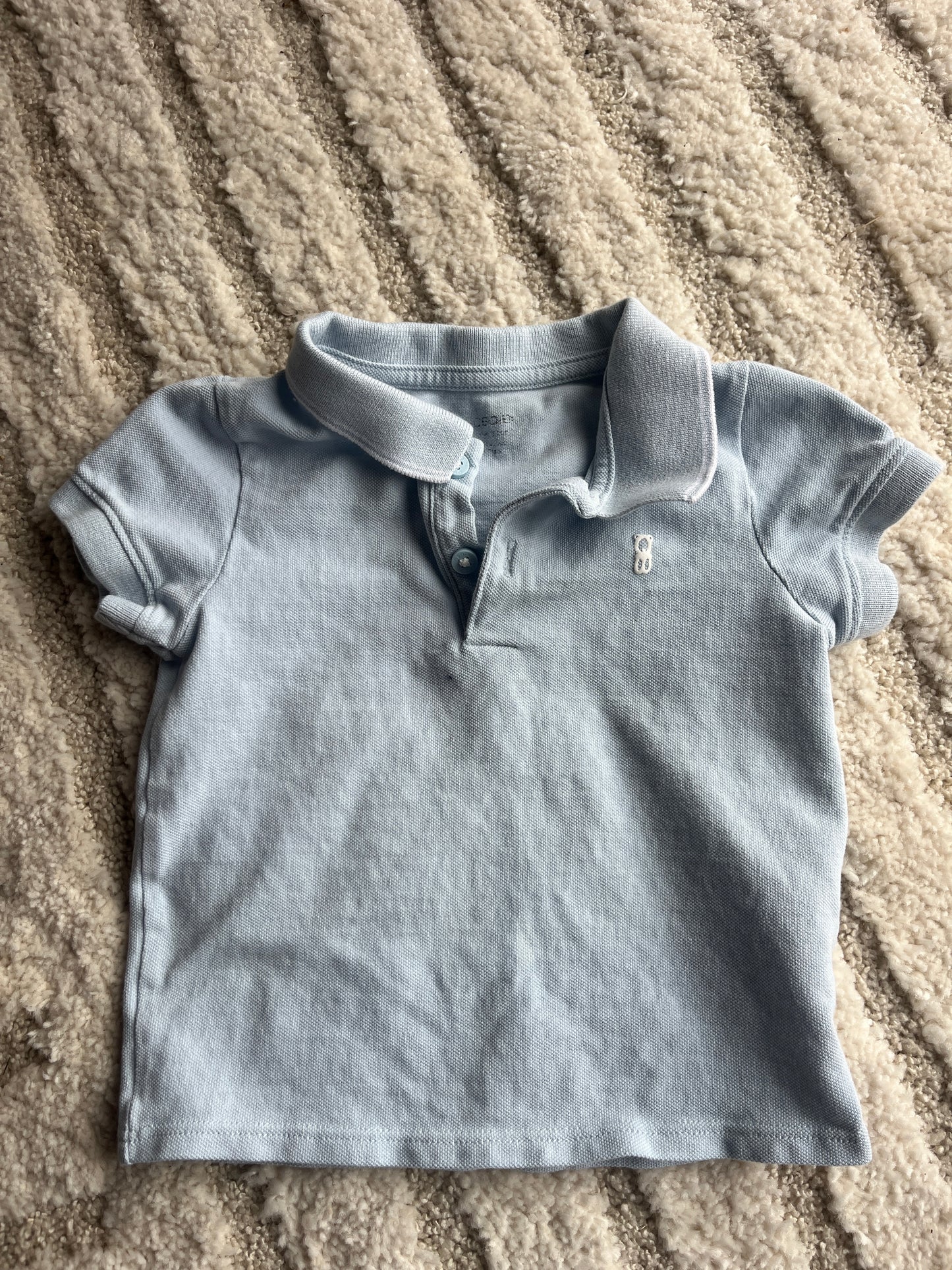 Polo à manches courtes en maille bleu Obaïbi - 18 mois