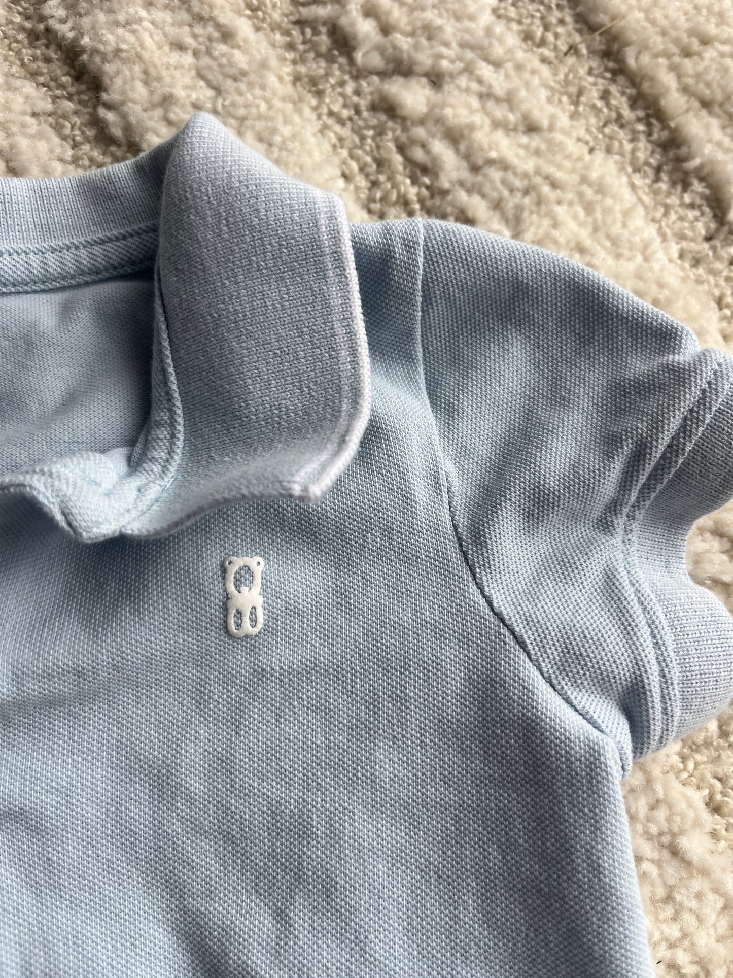 Polo à manches courtes en maille bleu Obaïbi - 18 mois