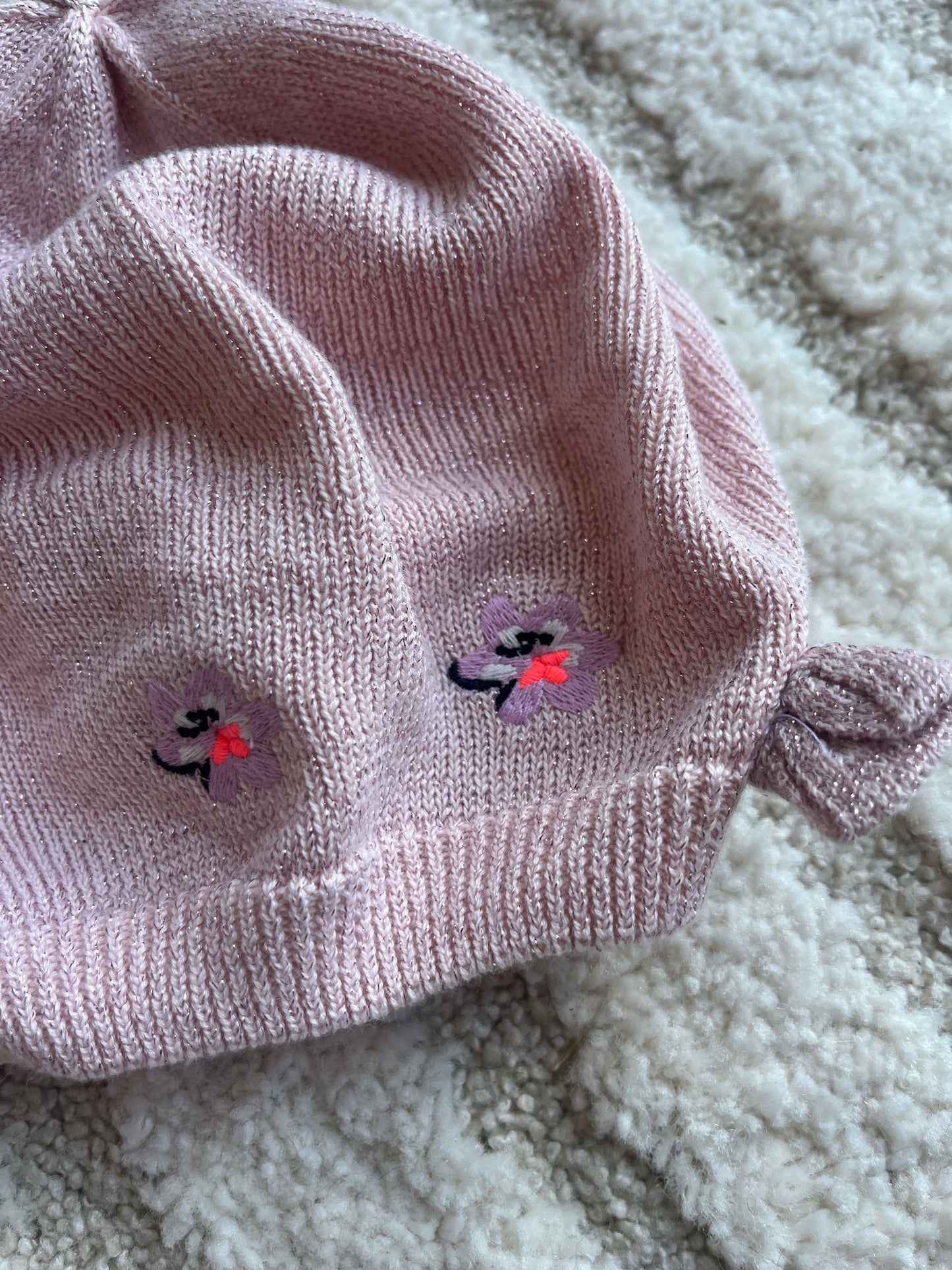 Bonnet en maille rose DPAM - 18/24 mois