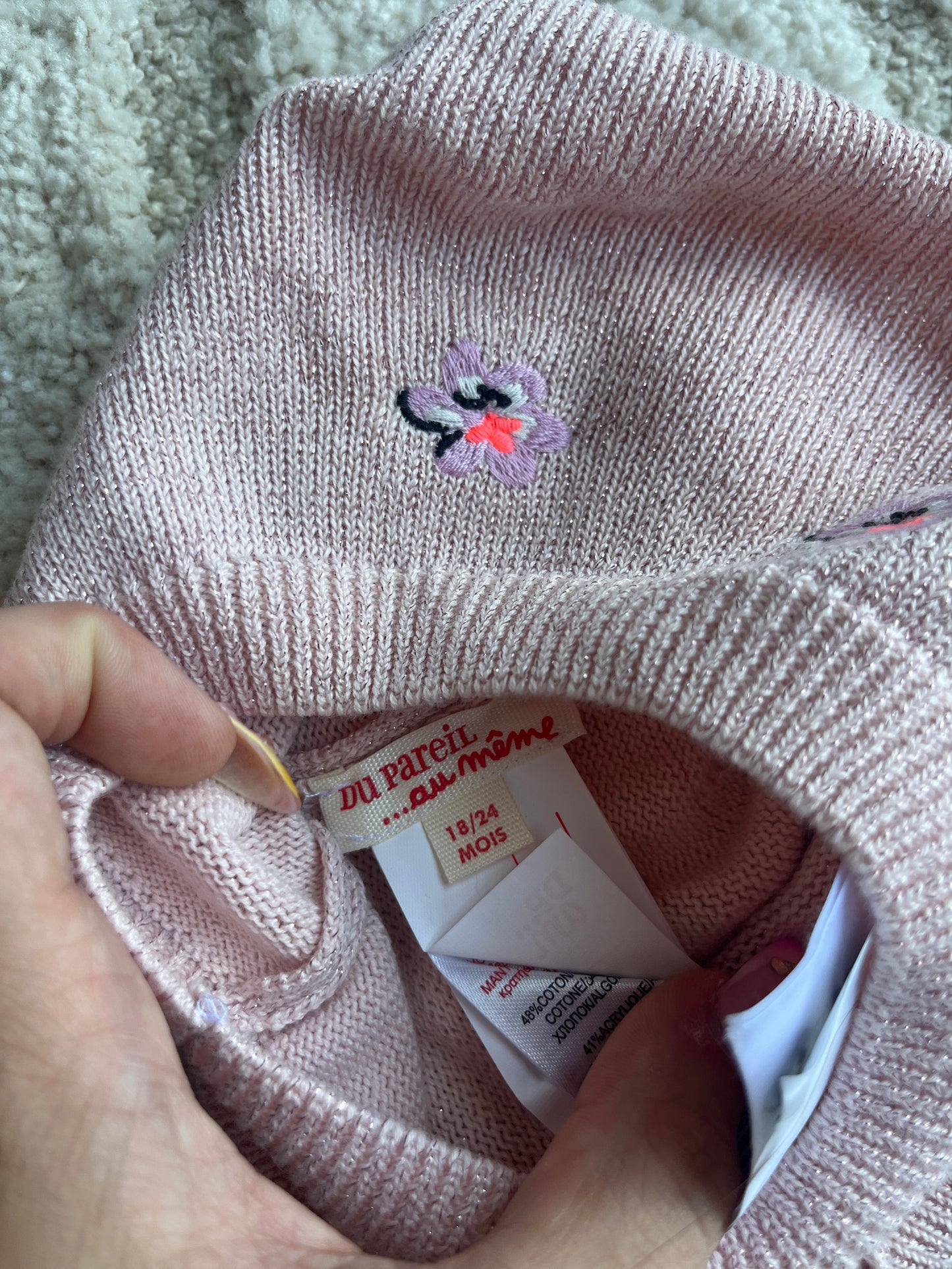 Bonnet en maille rose DPAM - 18/24 mois