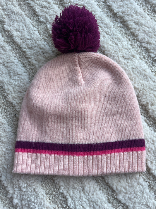 Bonnet en tricot rose avec pompon Herlaine Paris - 3/5 ans