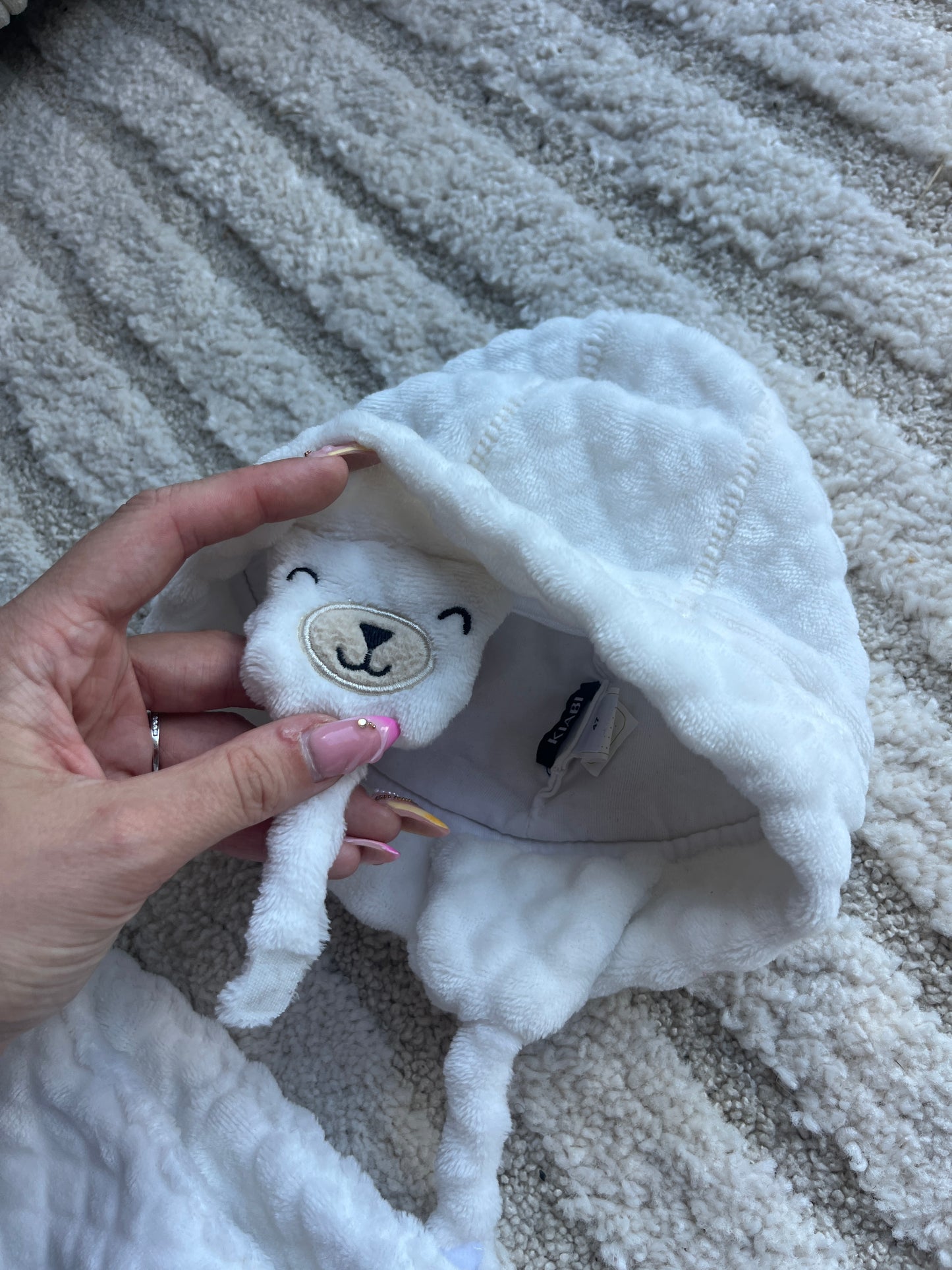 Ensemble bonnet + écharpe blanche effet matelassé oursons - Taille Unique