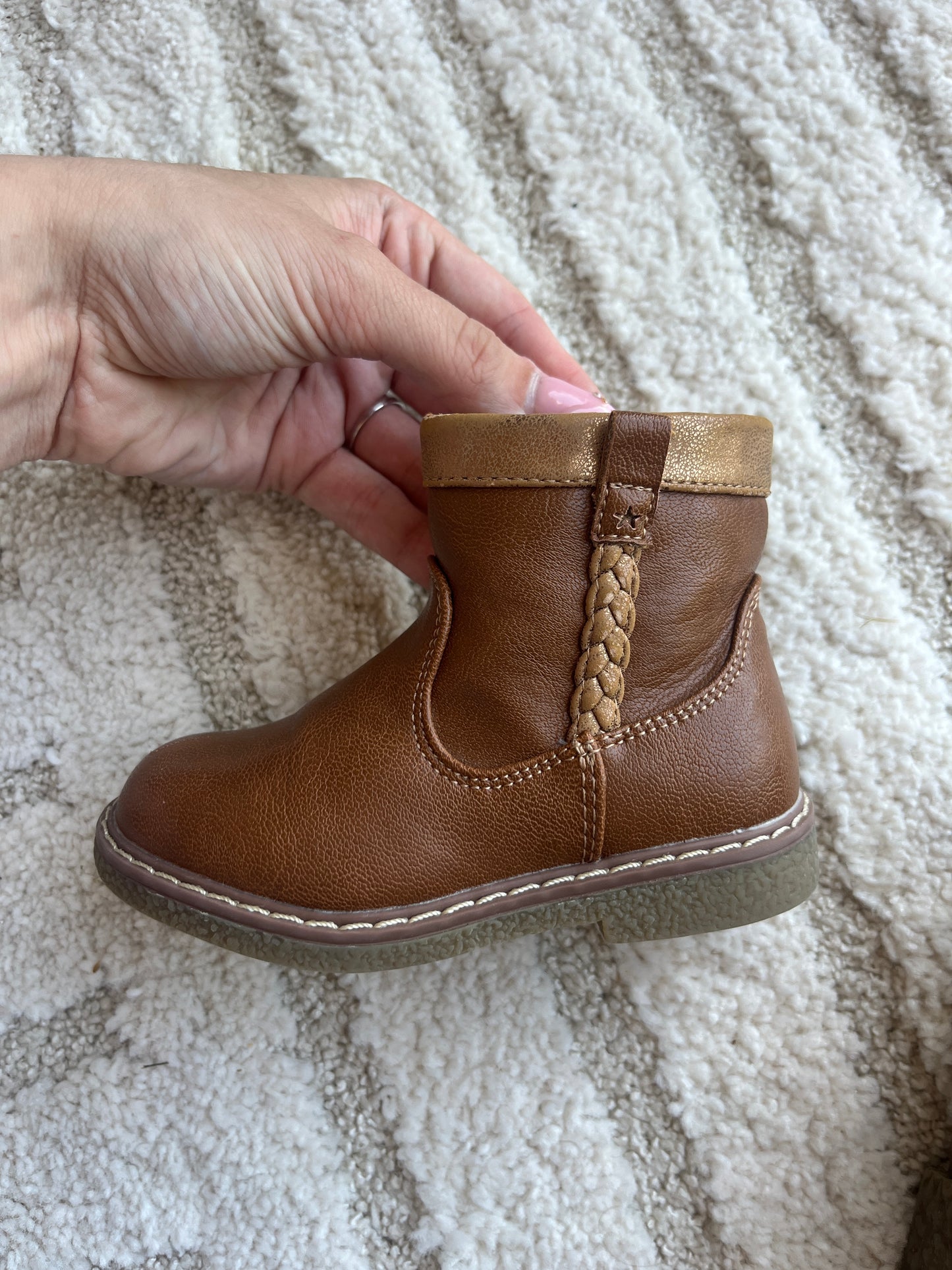 Paire de bottines marron à zip détails à paillettes - Pointure 22